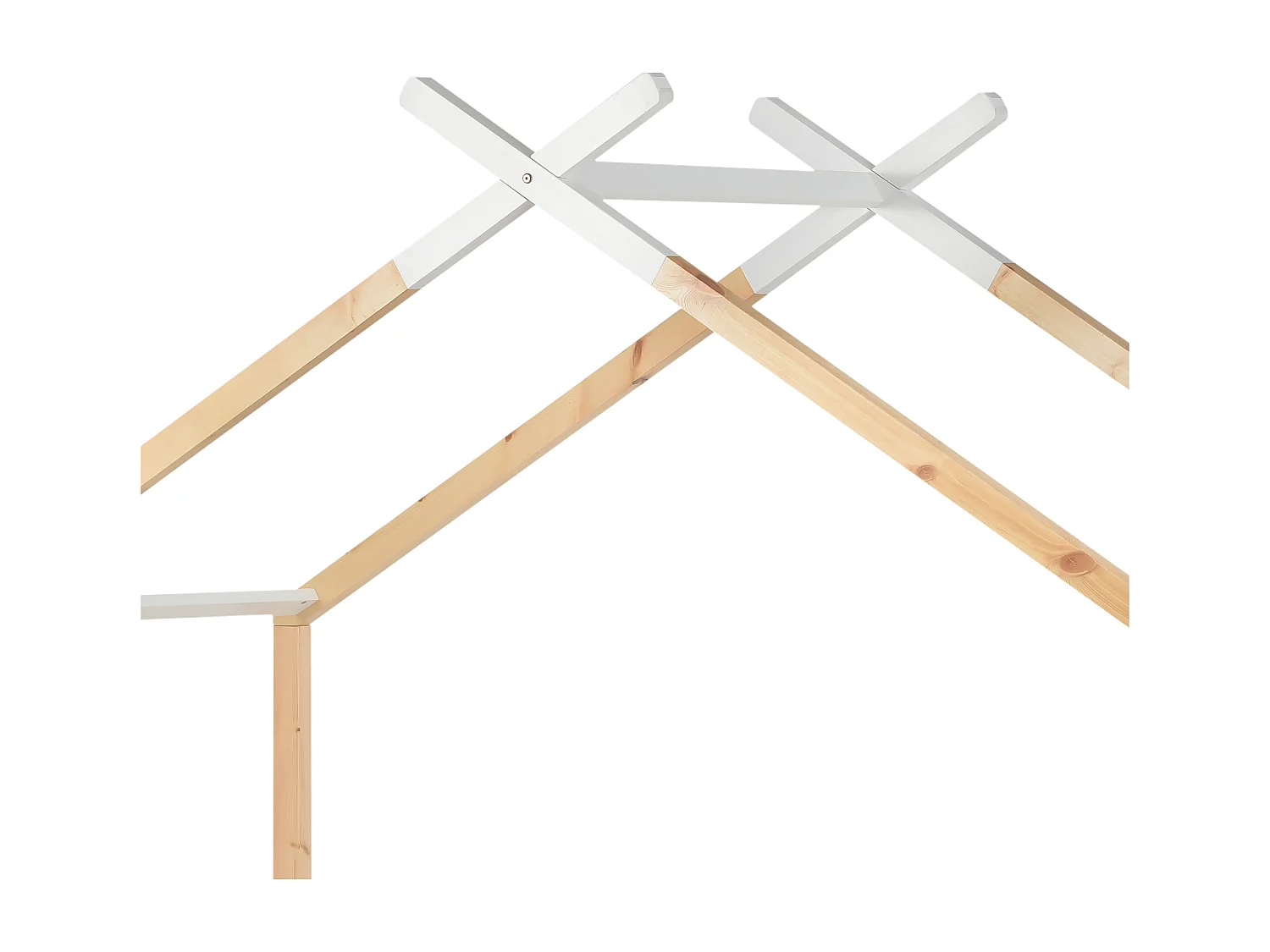 Lit cabane 96×210cm avec cadre sommier à lattes protection anti-chute tiroir - Bois - Blanc - (sans matelas)