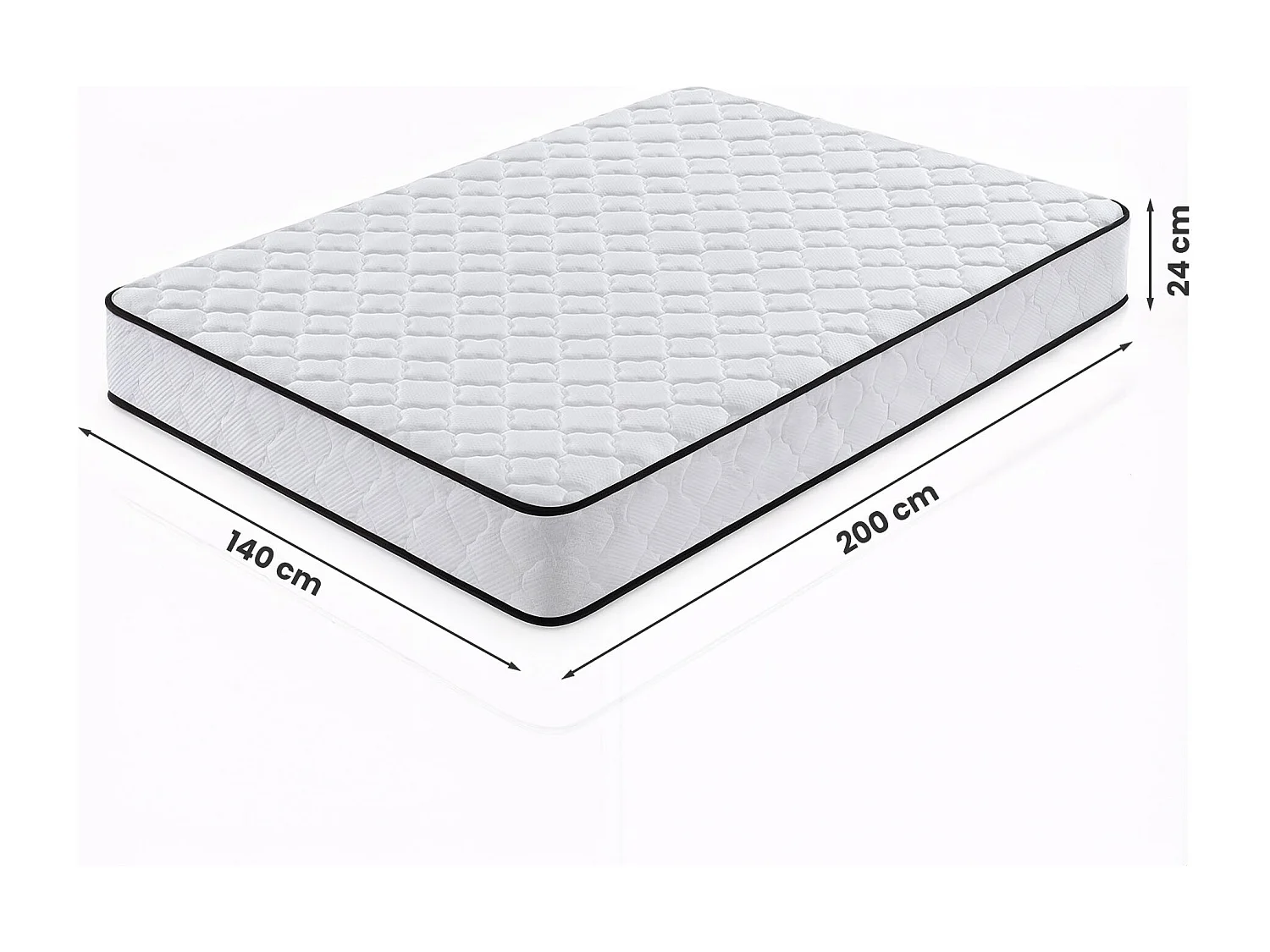 Matelas à ressorts ensachés 7 zones avec protège-matelas H3 140x200 cm