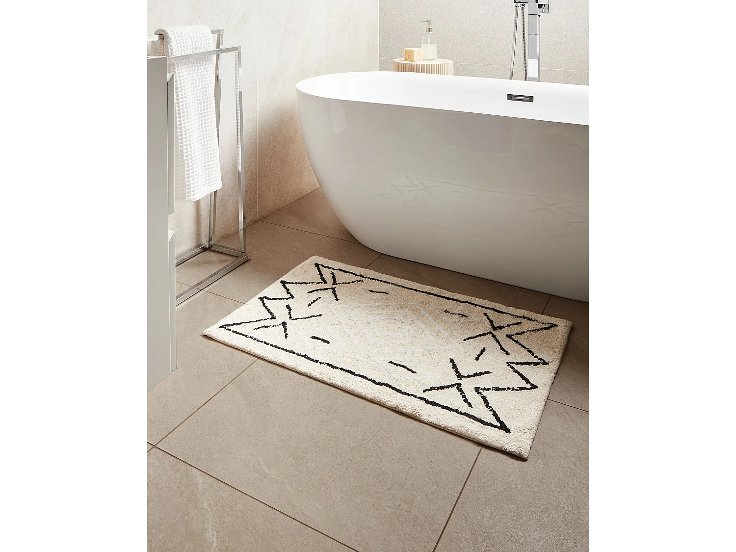 Tapis de bain UNTLA Beige clair 60 x 90 cm Coton