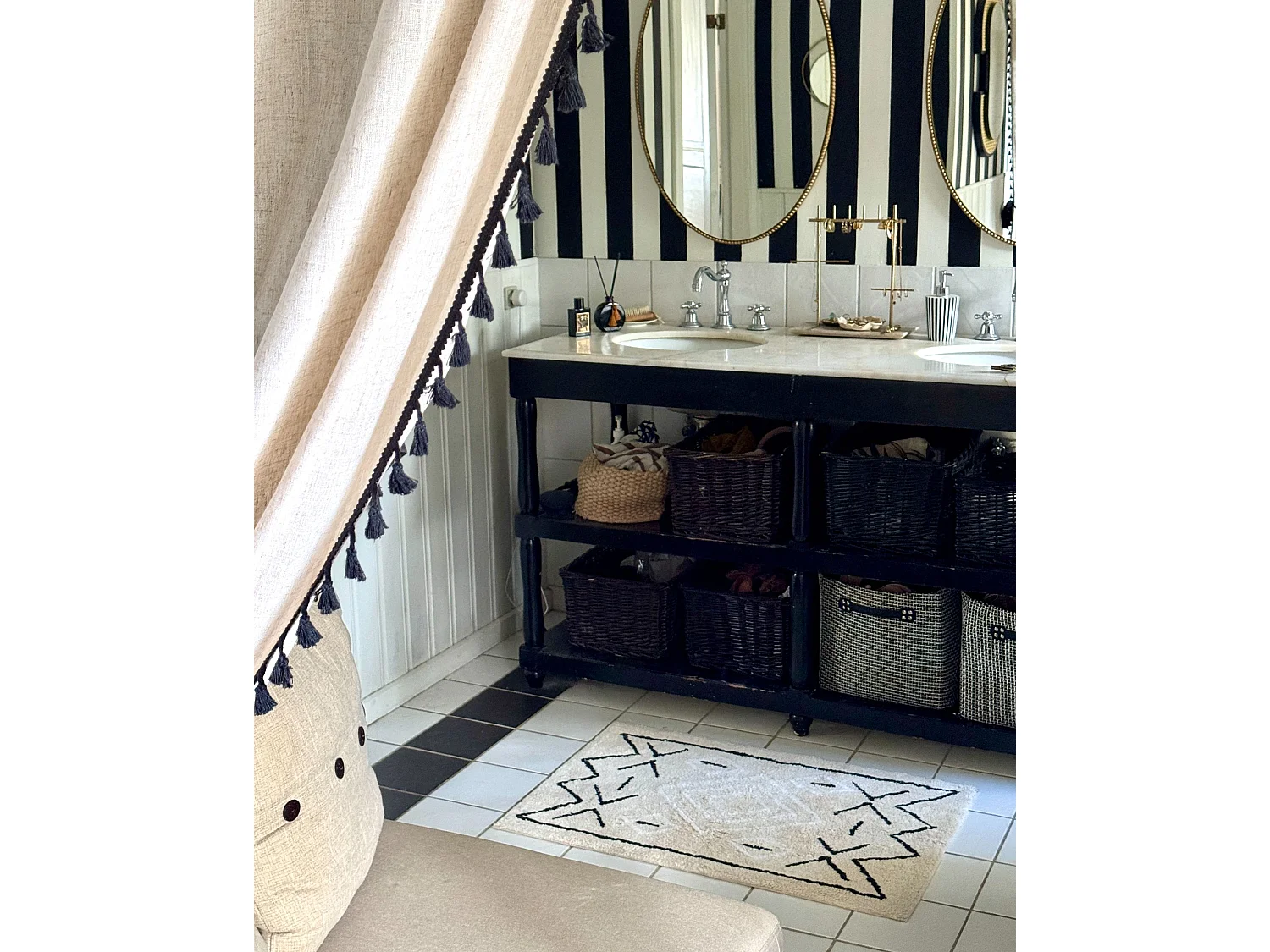 Tapis de bain UNTLA Beige clair 60 x 90 cm Coton