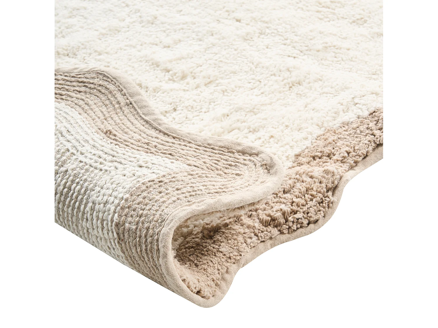 Tapis de bain NANGAL Marron/beige 80 x 150 cm Coton