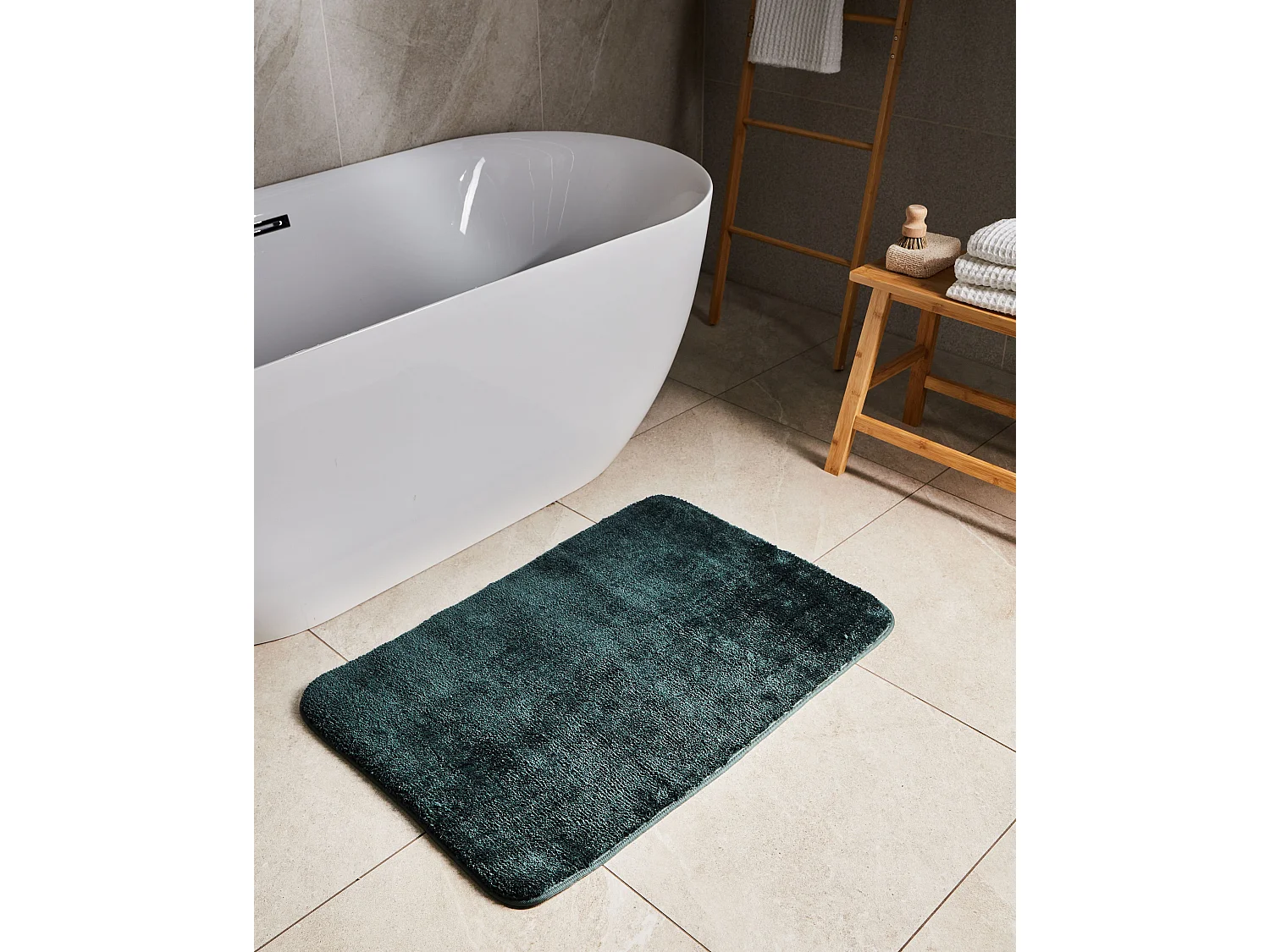 Tapis de bain URLANA Vert foncé 60 x 90 cm Microfibre