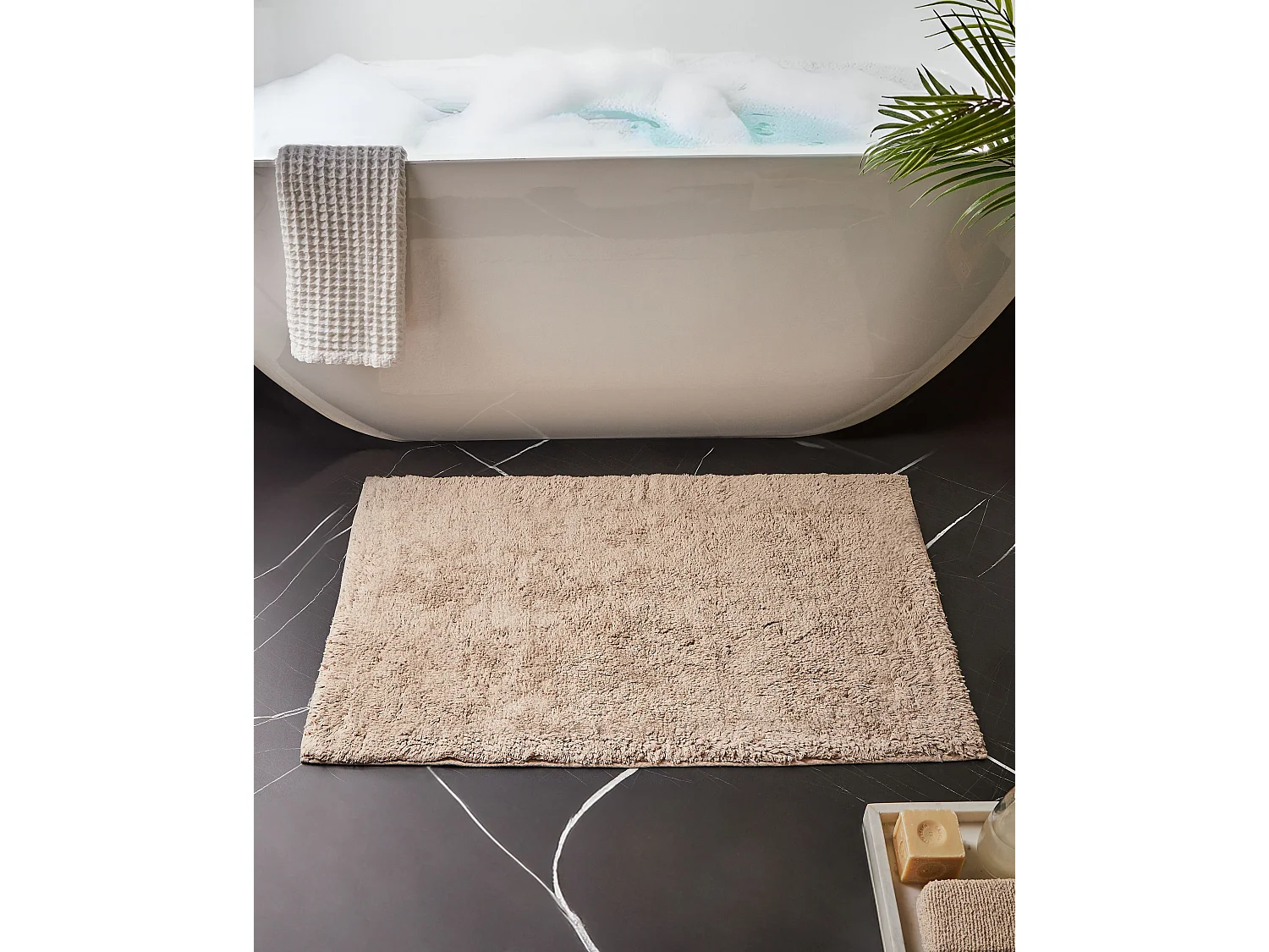 Tapis de bain GOELA Marron clair 60 x 90 cm Coton
