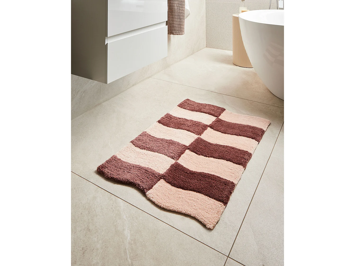 Tapis de bain DIWANA Marron/beige 60 x 90 cm