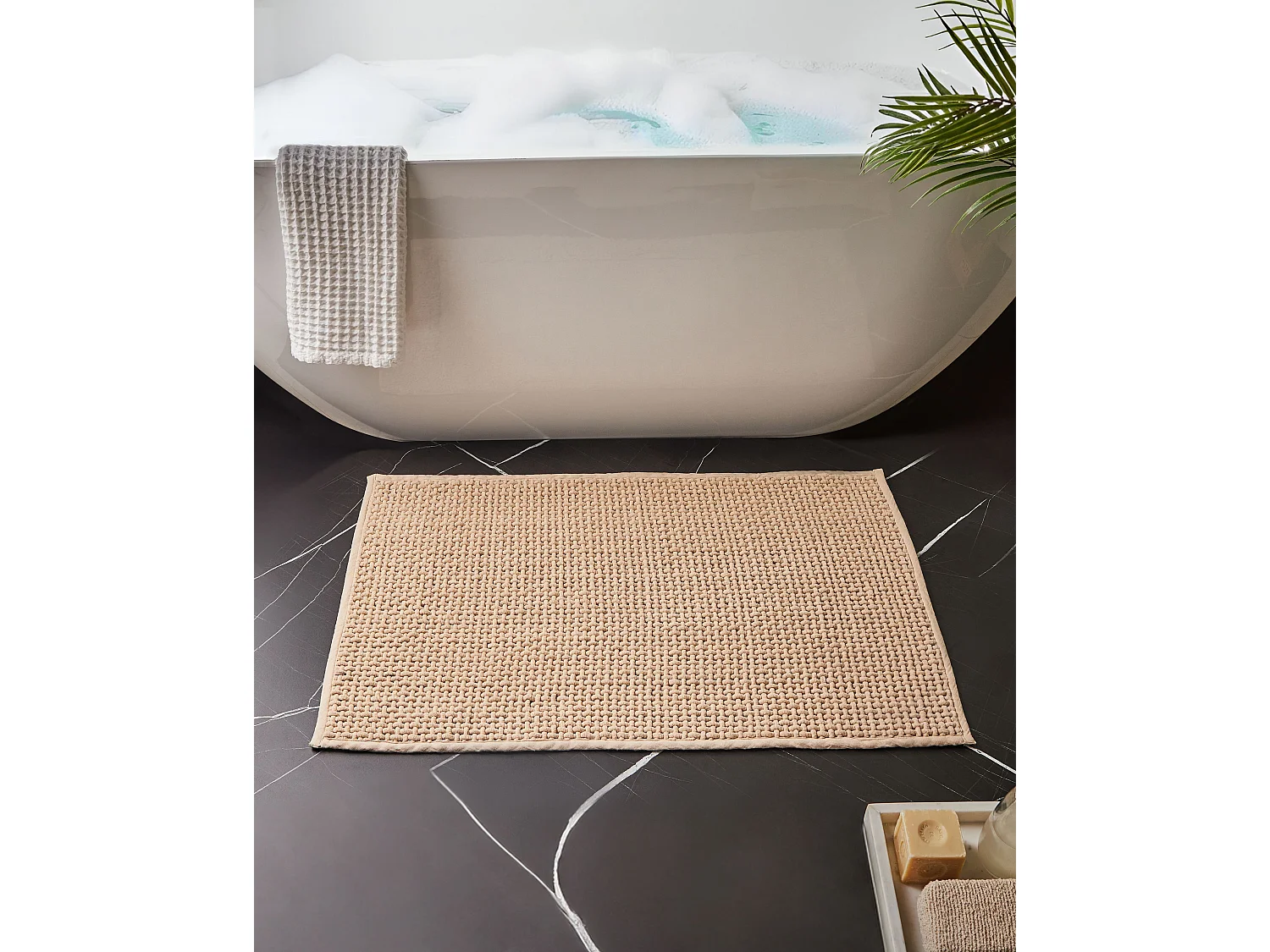 Tapis de bain KARAD Beige 60 x 90 cm Coton