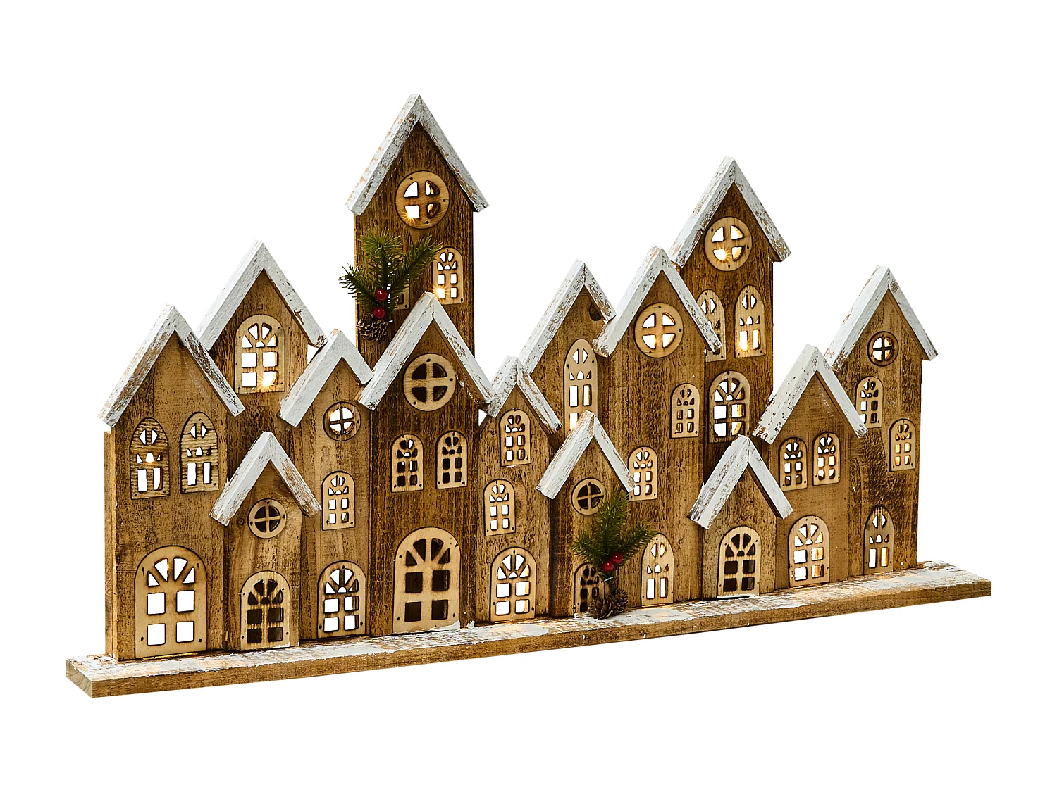 Décoration de Noël LED MALLOS Maison 45 cm Marron