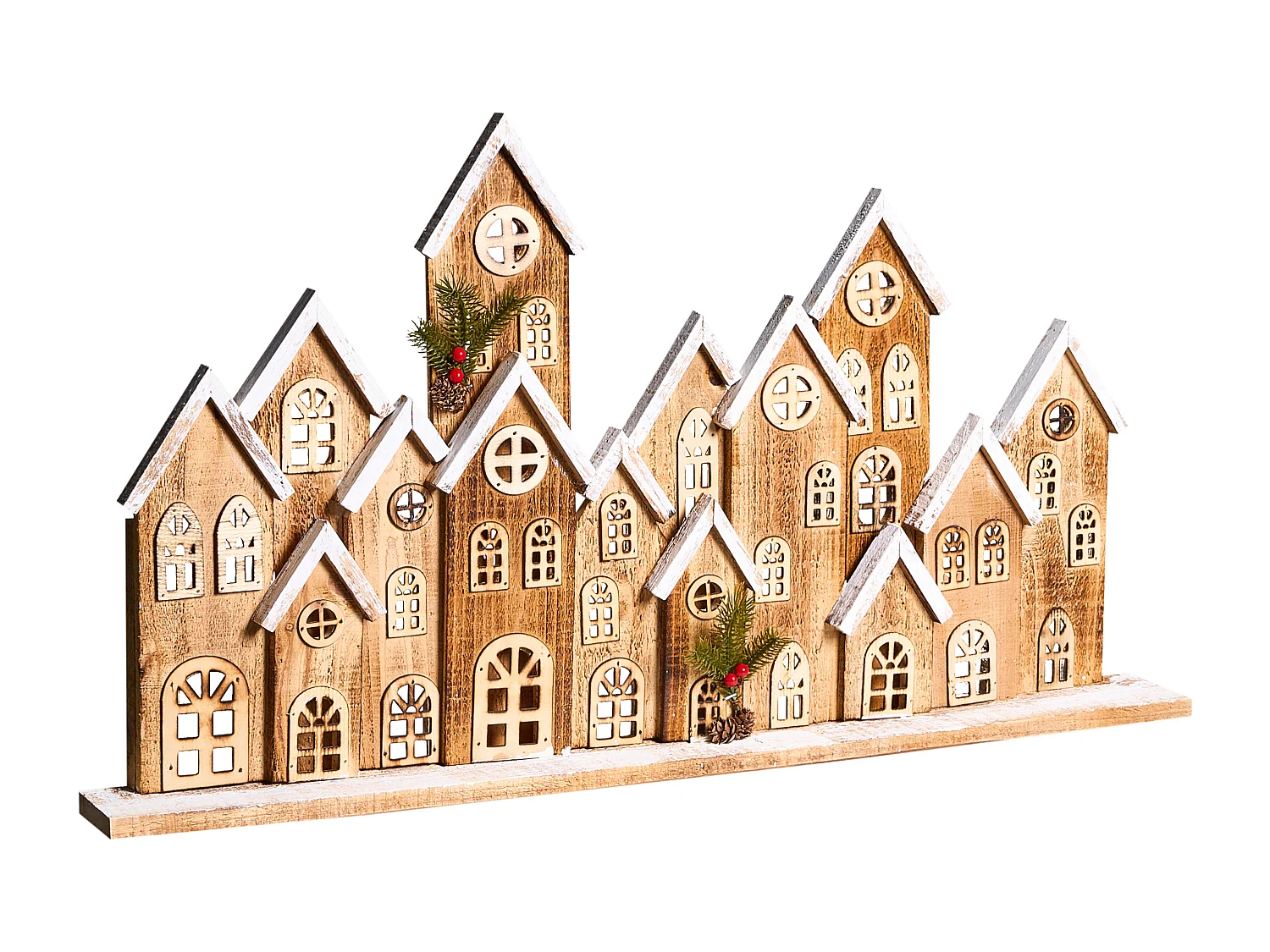 Décoration de Noël LED MALLOS Maison 45 cm Marron