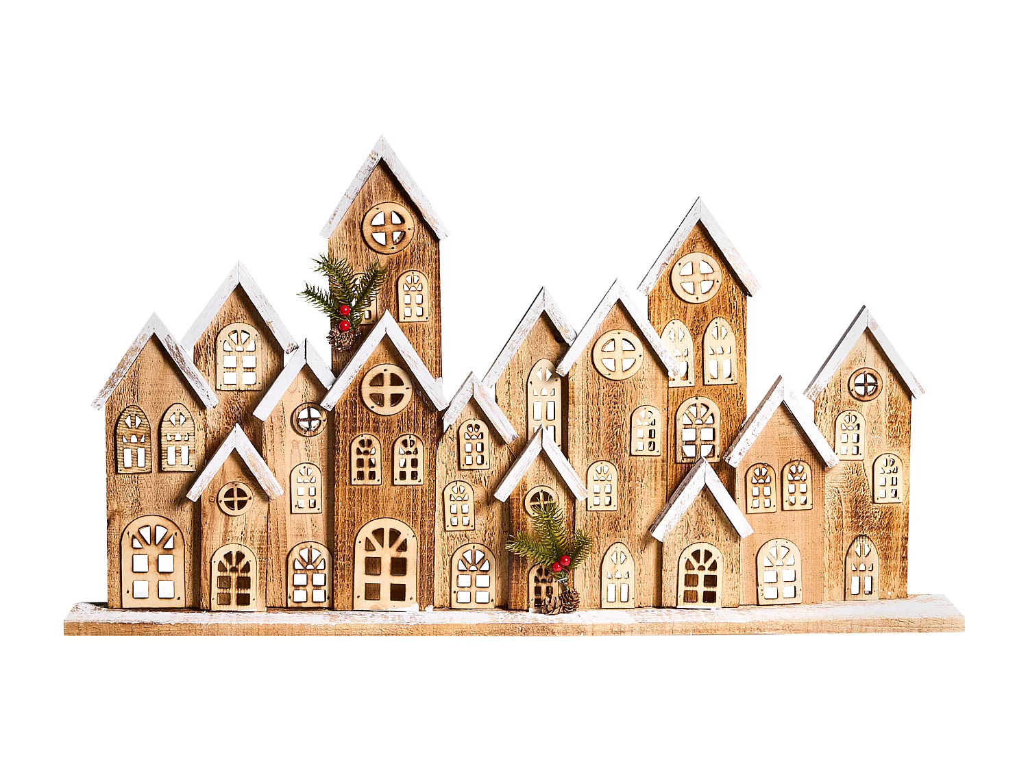 Décoration de Noël LED MALLOS Maison 45 cm Marron
