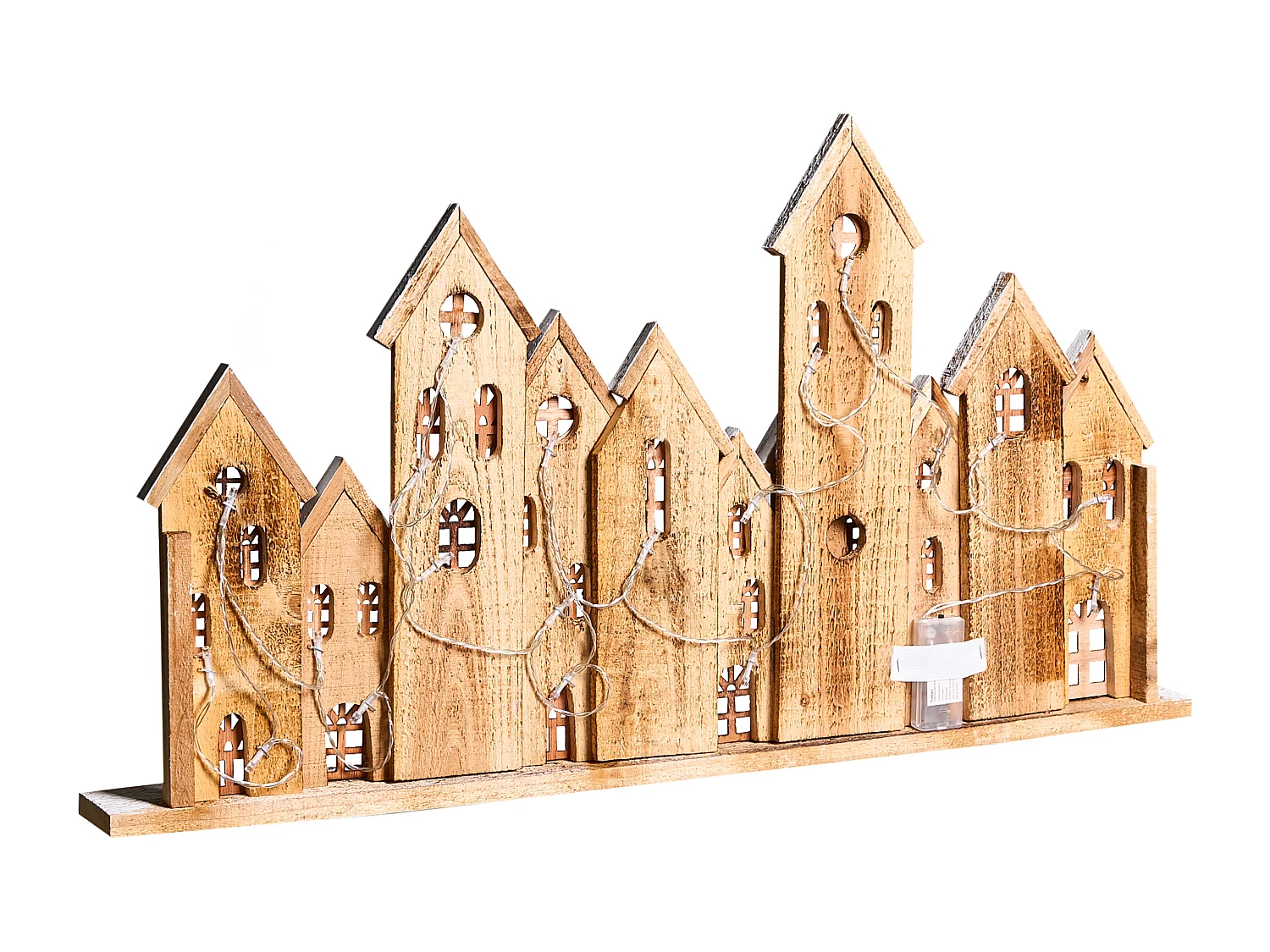 Décoration de Noël LED MALLOS Maison 45 cm Marron