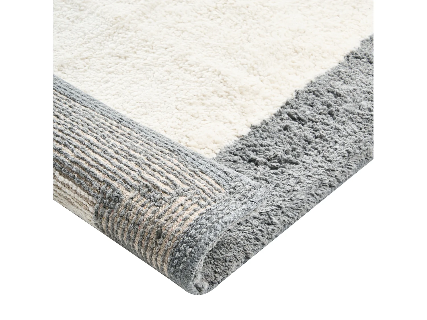 Tapis de bain KABRI Gris/beige 60 x 90 cm Coton
