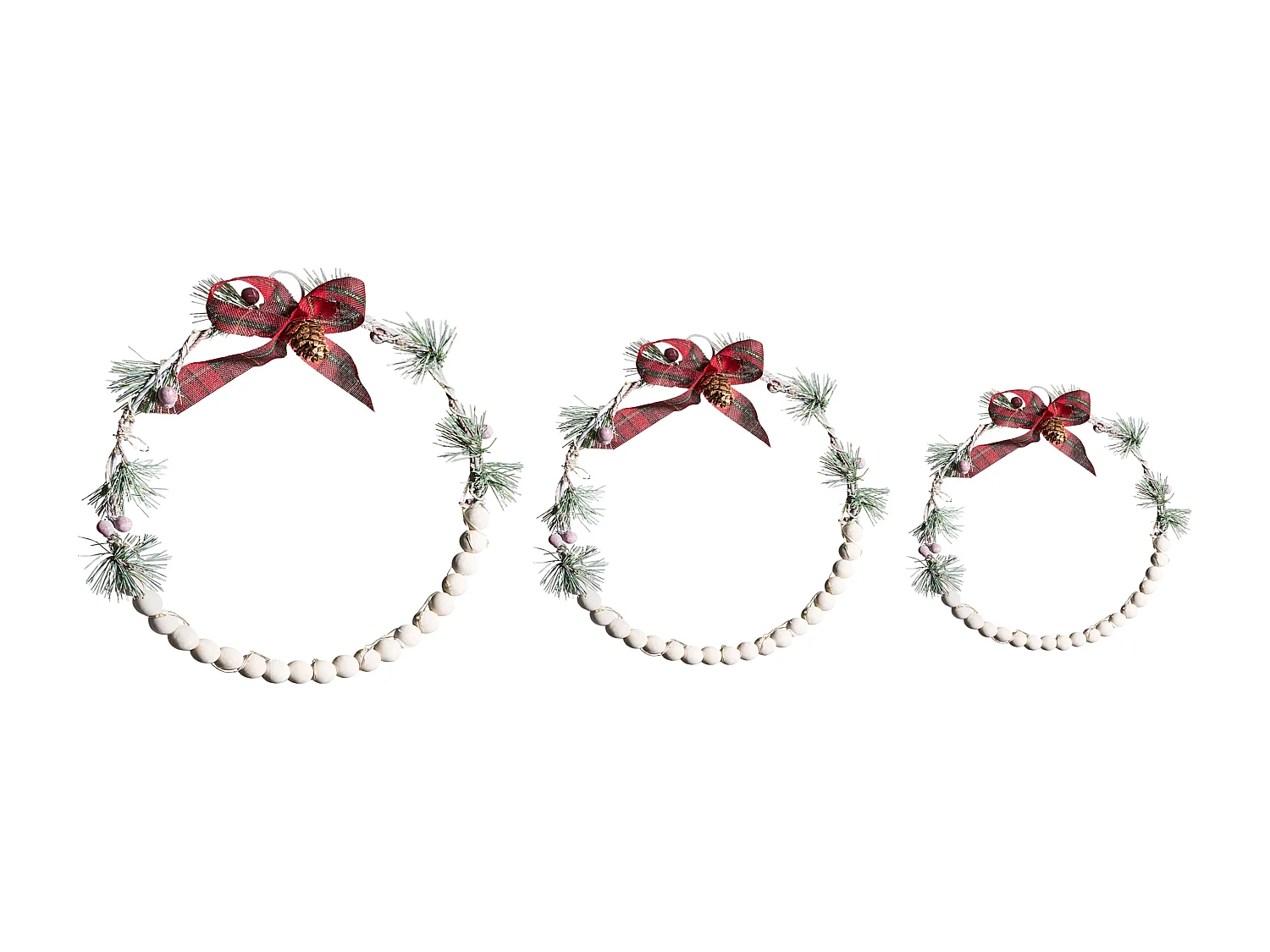 Lot de 3 décorations suspendues LED KEITELE Couronne 25/30/35 cm Blanc