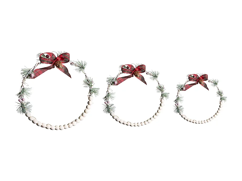 Lot de 3 décorations suspendues LED KEITELE Couronne 25/30/35 cm Blanc