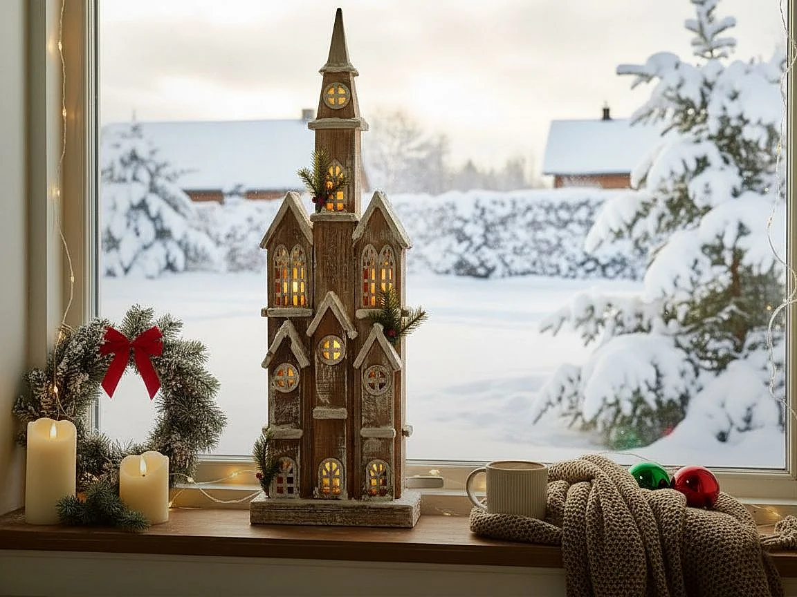 Décoration de Noël LED NILAKA Maison 85 cm Marron clair