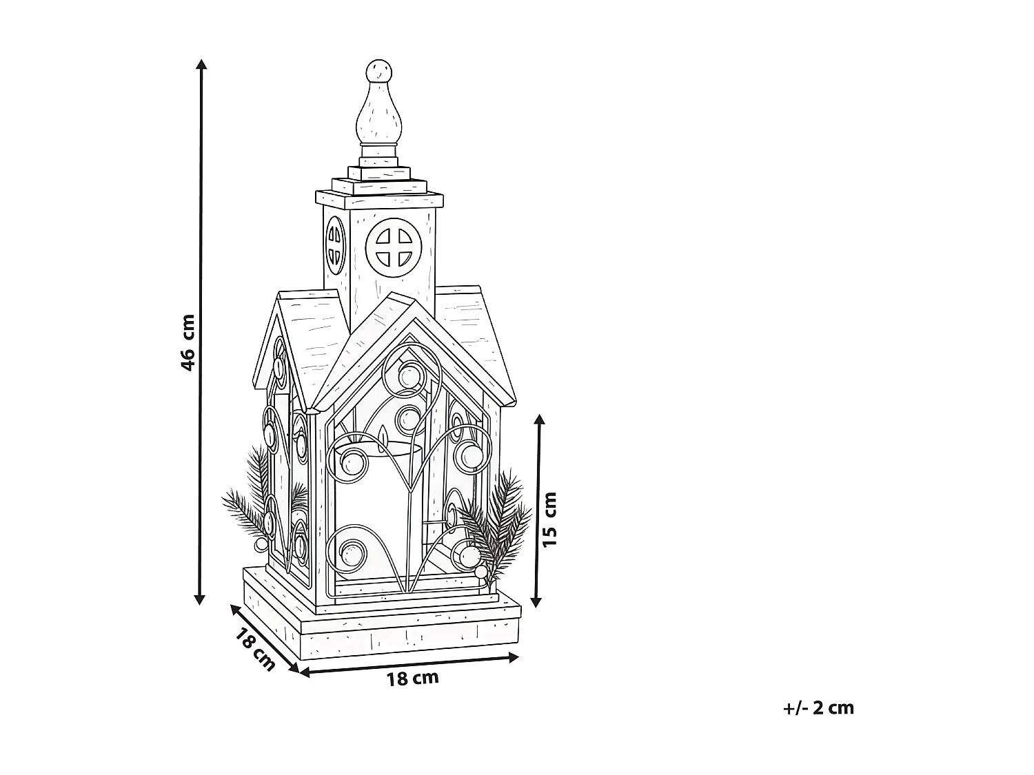 Lanterne LED SYVANSI Motif de Noël 46 cm Marron clair