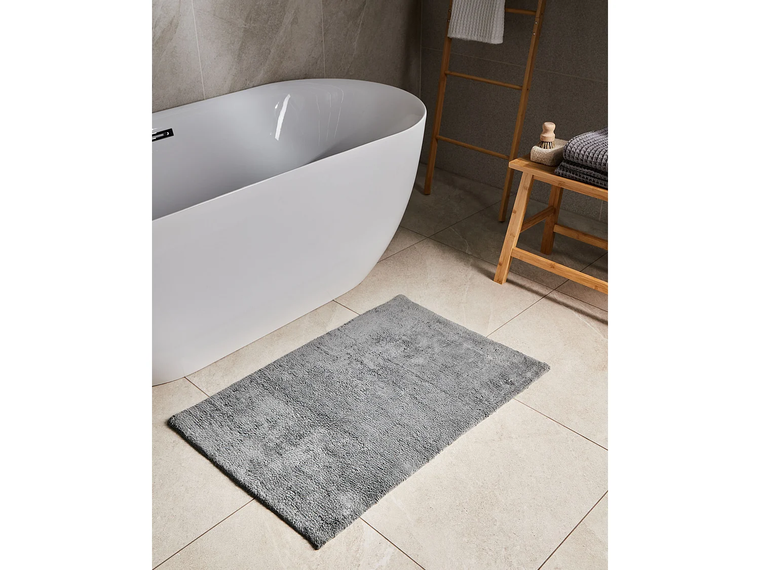 Tapis de bain GOELA Gris 60 x 90 cm Coton
