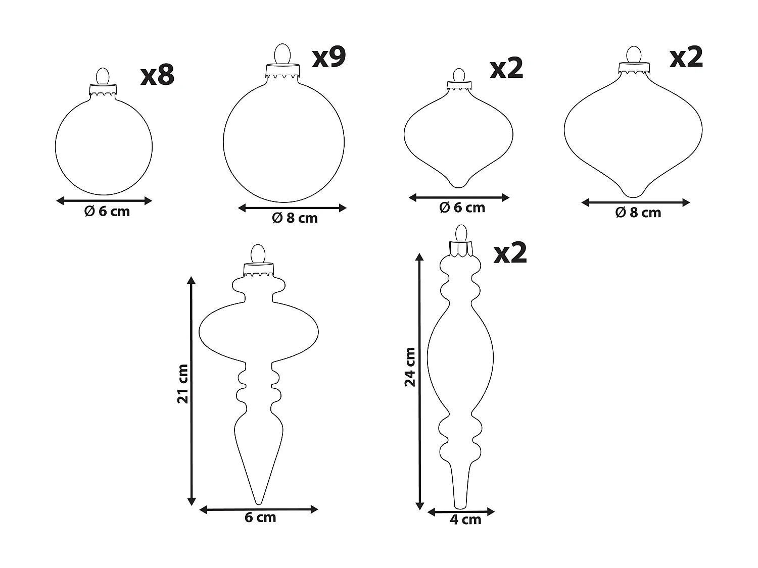 Lot de 24 boules WINTERLIGHT Verre Rose doré