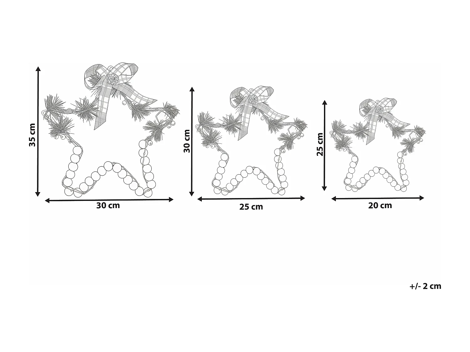Lot de 3 décorations suspendues LED KALLAVESI Étoile 25/30/35 cm Blanc