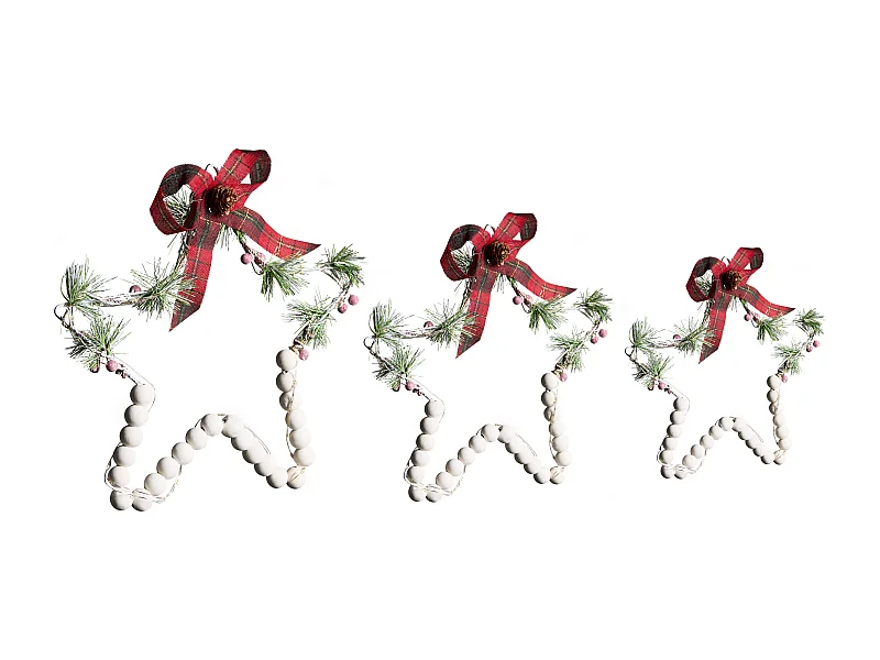 Lot de 3 décorations suspendues LED KALLAVESI Étoile 25/30/35 cm Blanc