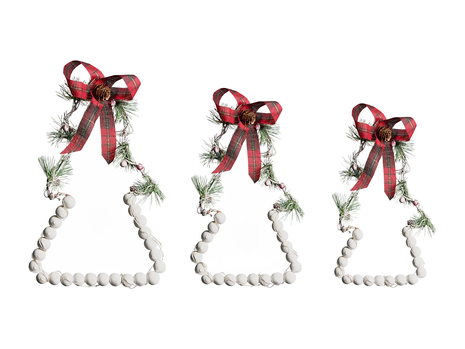 Lot de 3 décorations de Noël LED KYVESI Arbre de Noël 20/25/30 cm Blanc