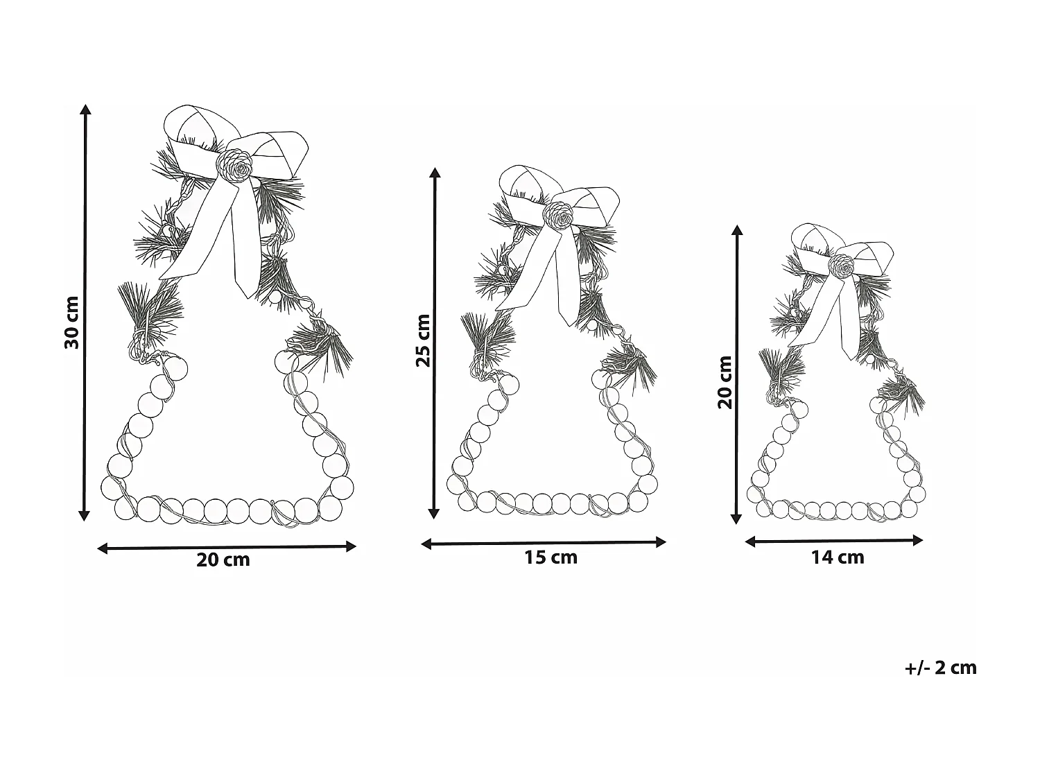 Lot de 3 décorations de Noël LED KYVESI Arbre de Noël 20/25/30 cm Blanc