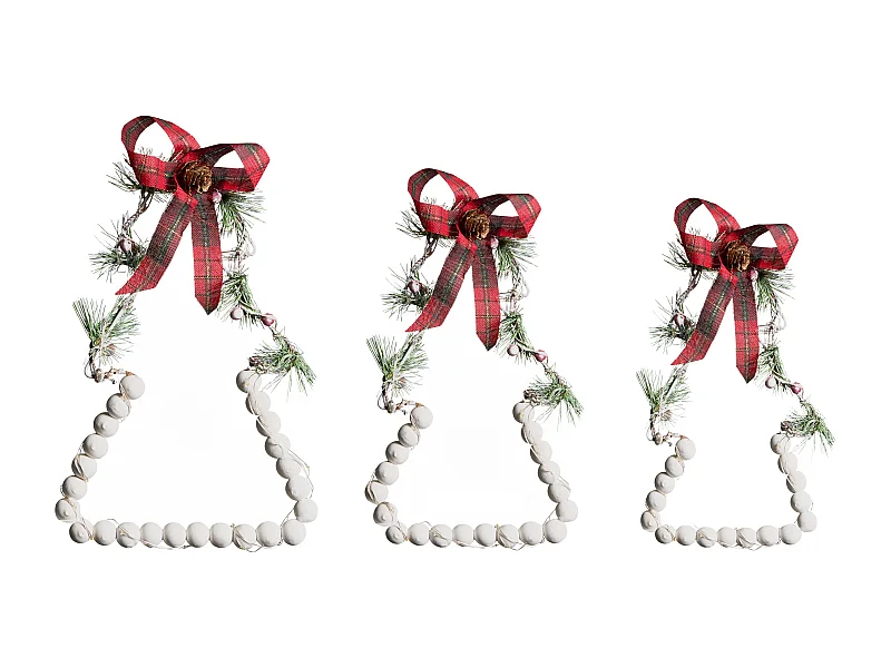 Lot de 3 décorations de Noël LED KYVESI Arbre de Noël 20/25/30 cm Blanc