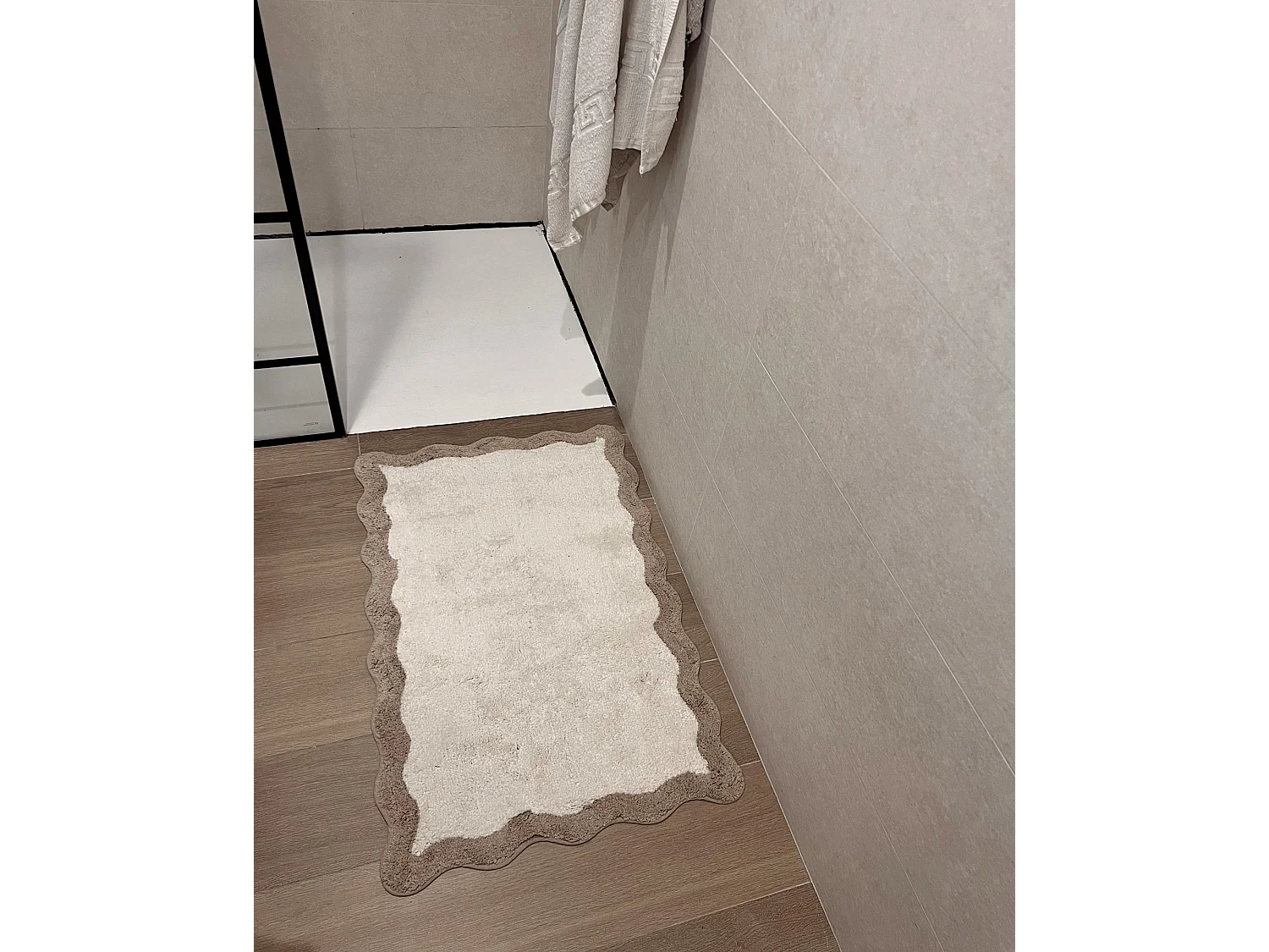 Tapis de bain NANGAL Marron/beige 60 x 90 cm Coton
