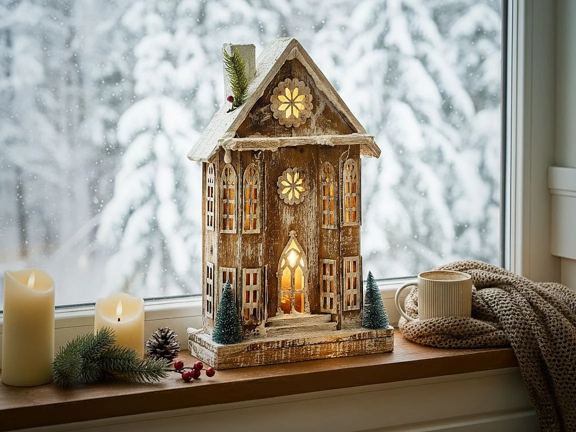 Décoration de Noël LED UNARI Maison 50 cm Marron clair