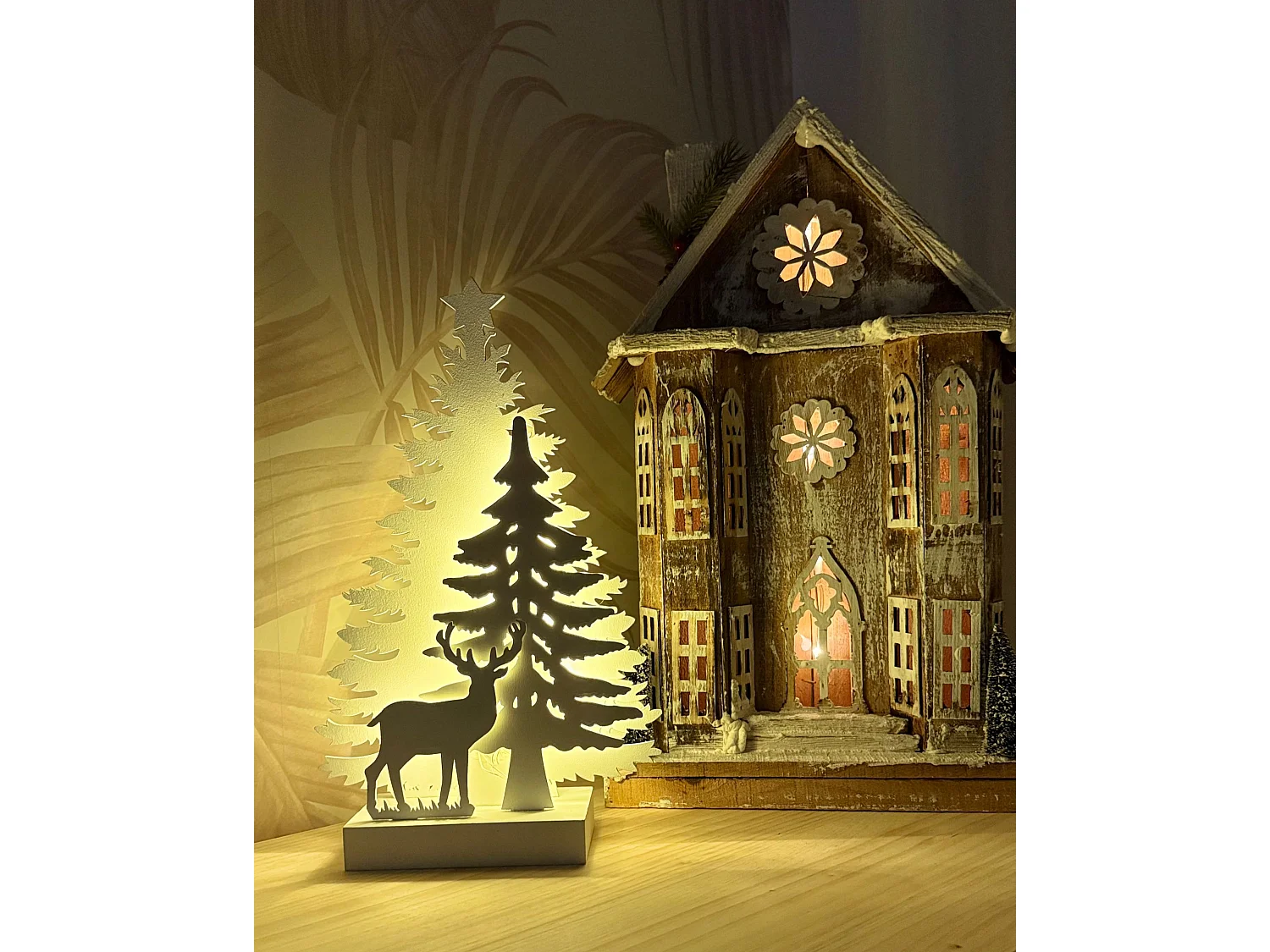 Christmas Decoration LED UNARI House 50 cm Light Brown