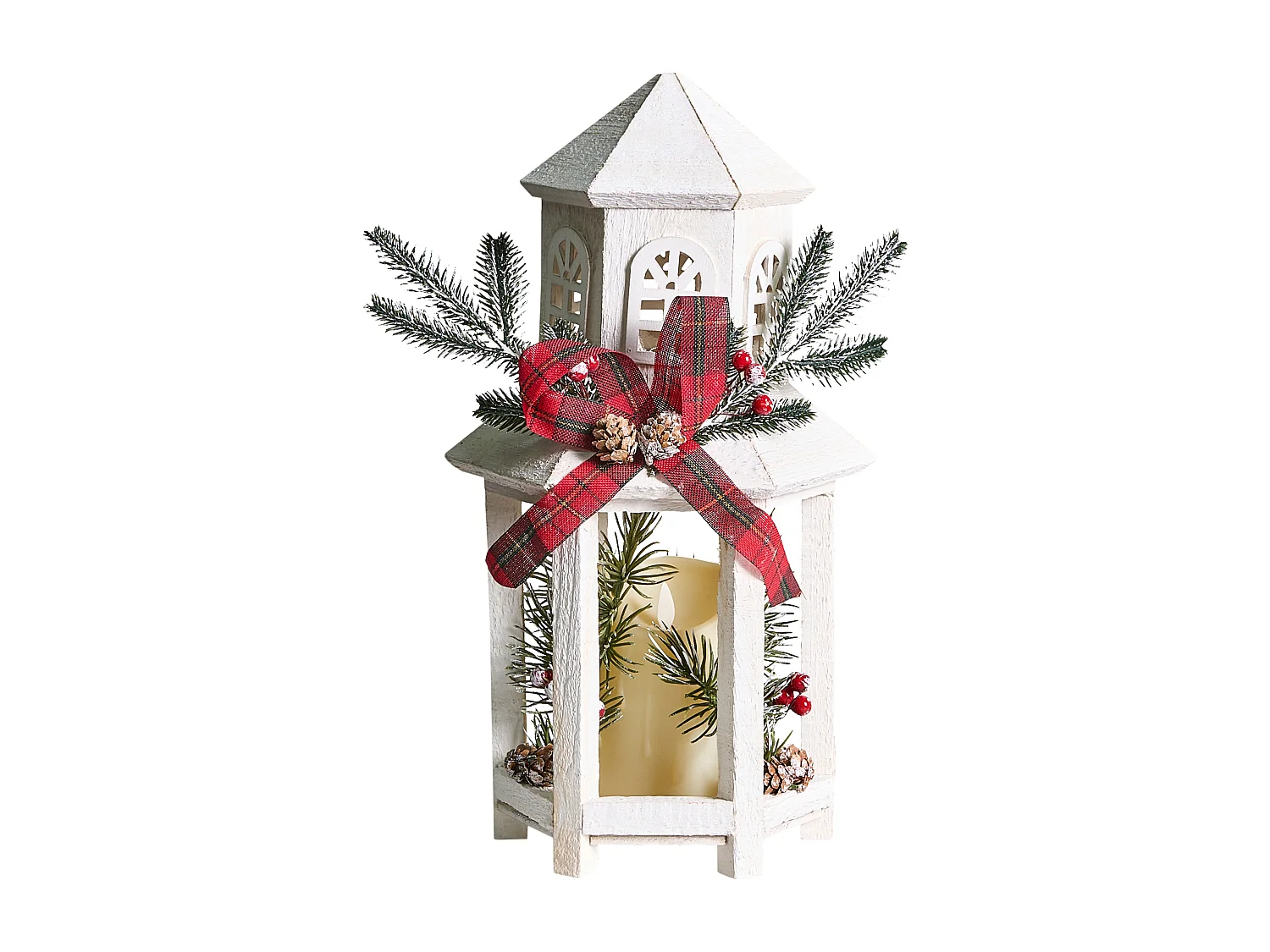 Lanterne LED SAVIVESI Motif de Noël 38 cm Blanc