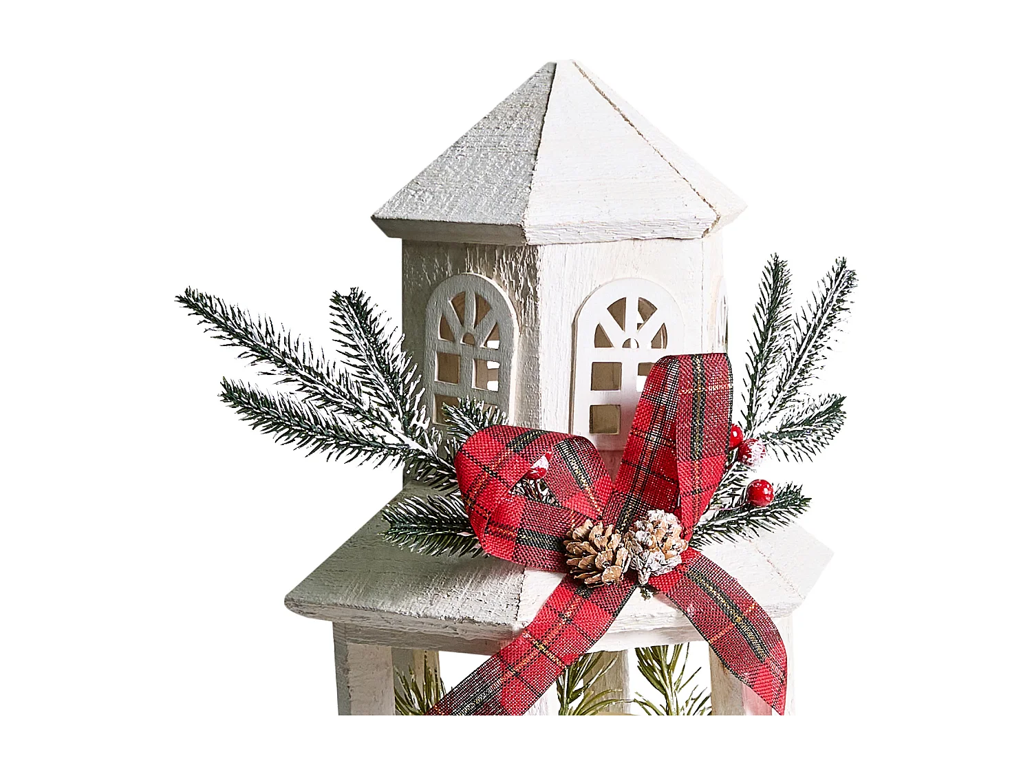 Lanterne LED SAVIVESI Motif de Noël 38 cm Blanc