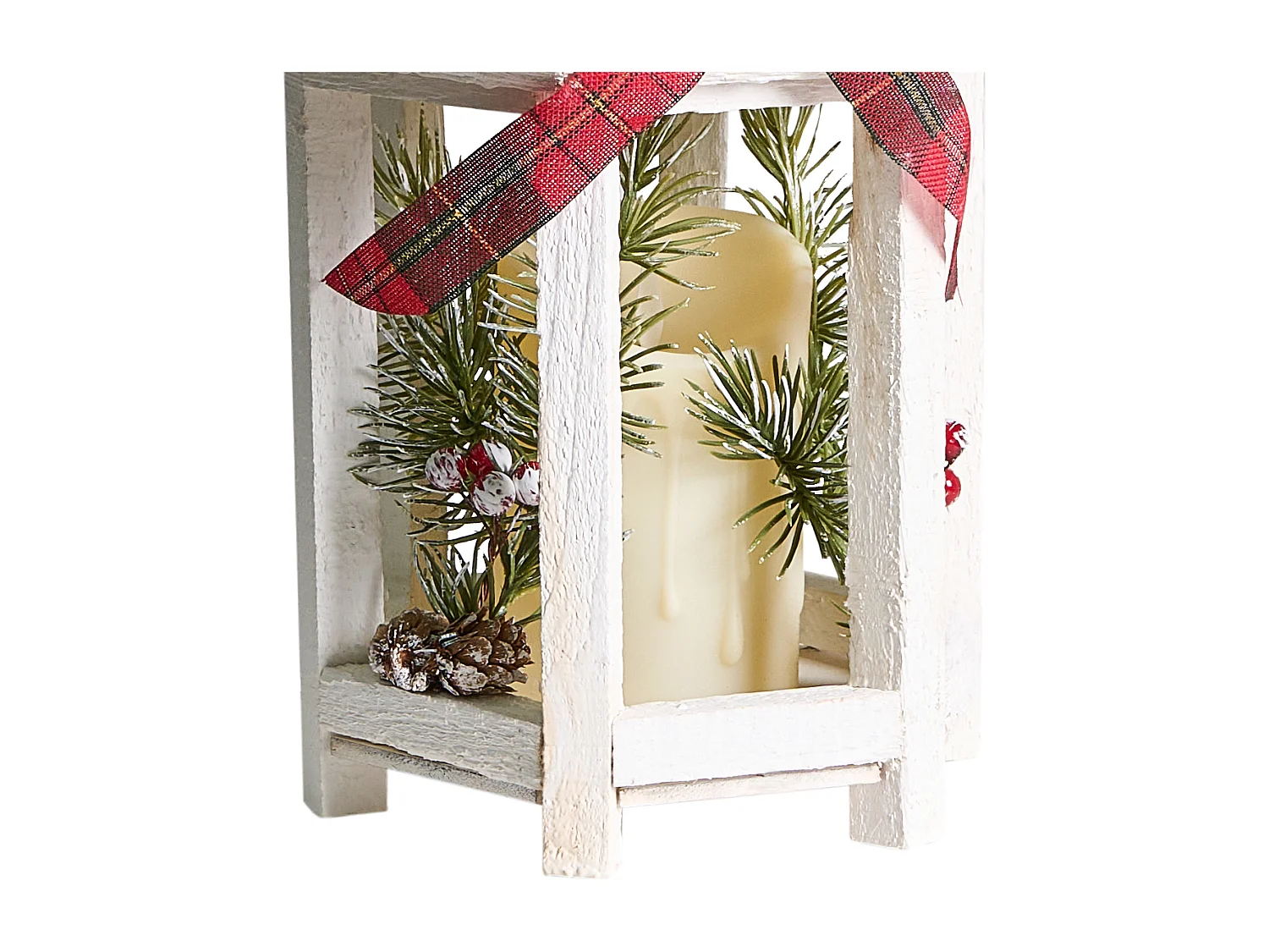 Lanterne LED SAVIVESI Motif de Noël 38 cm Blanc