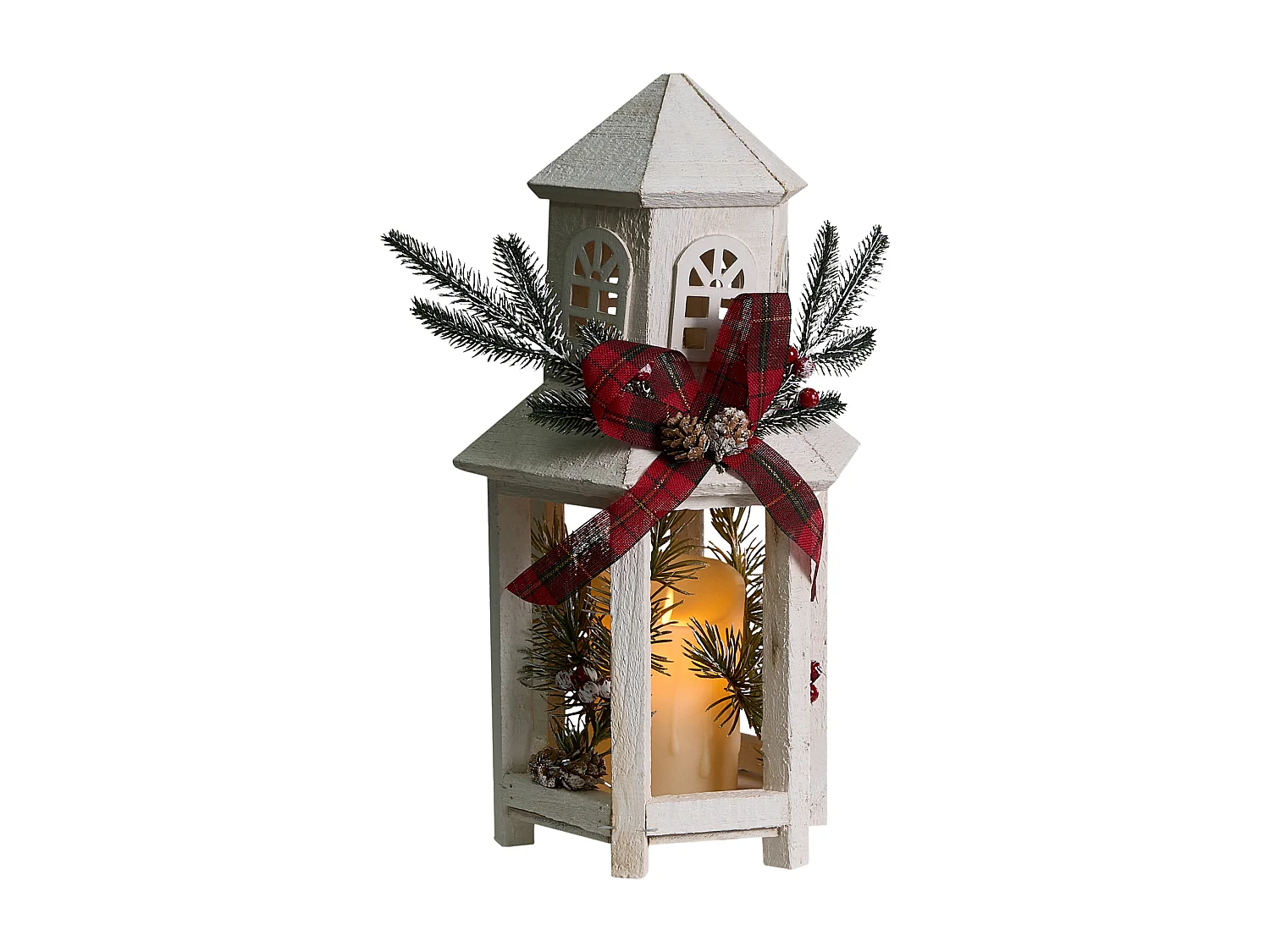 Lanterne LED SAVIVESI Motif de Noël 38 cm Blanc