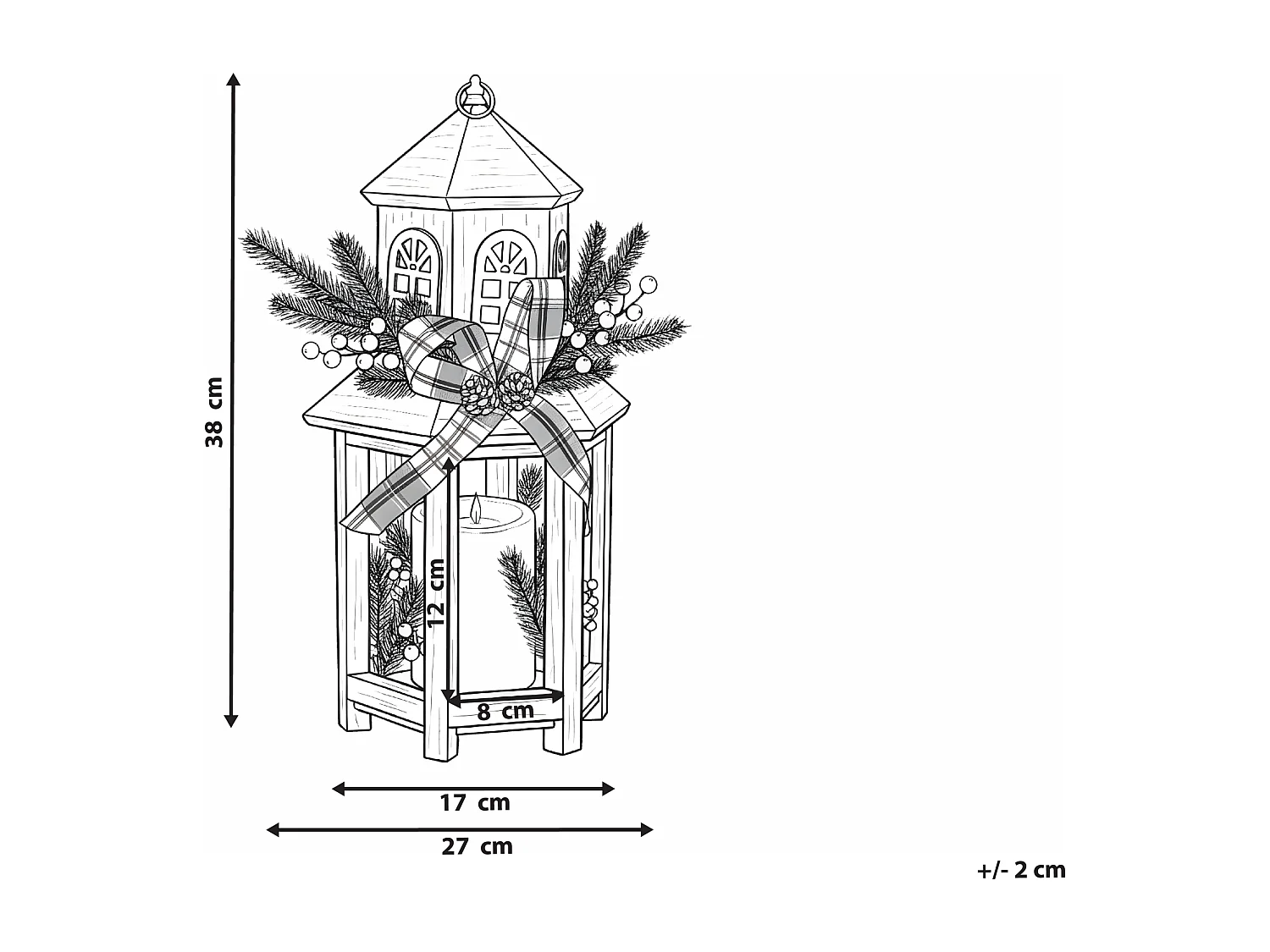 Lanterne LED SAVIVESI Motif de Noël 38 cm Blanc