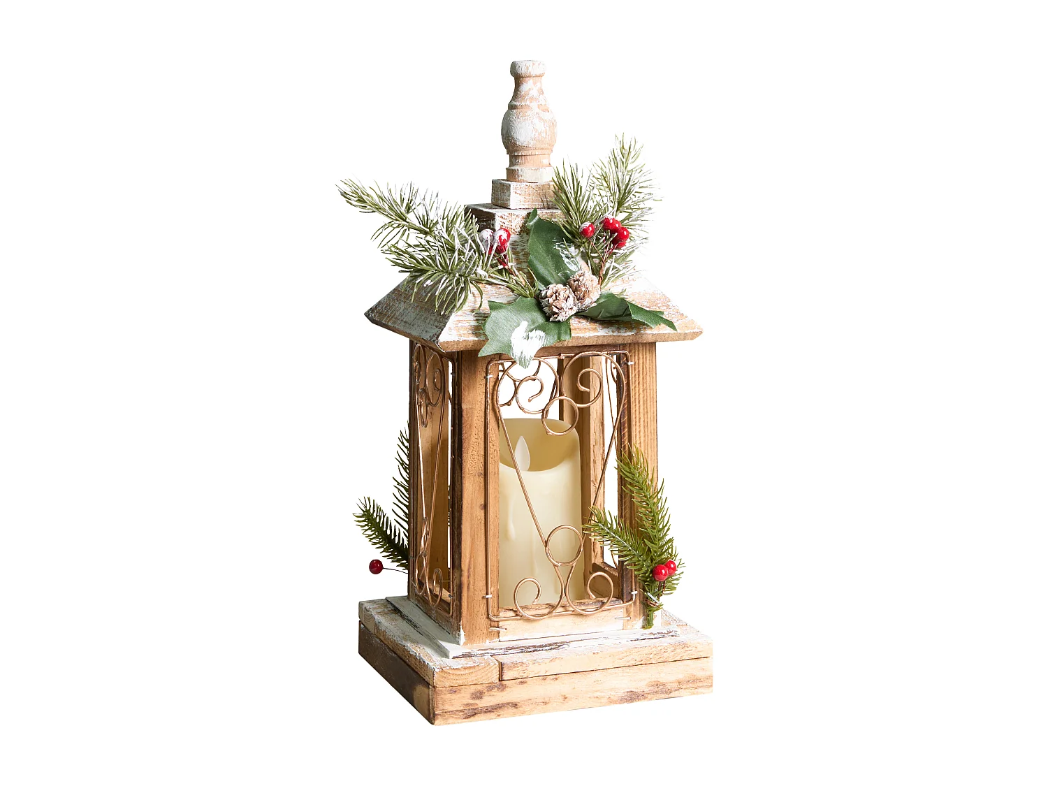 Lanterne LED SAIMA Motif de Noël 40 cm Marron foncé