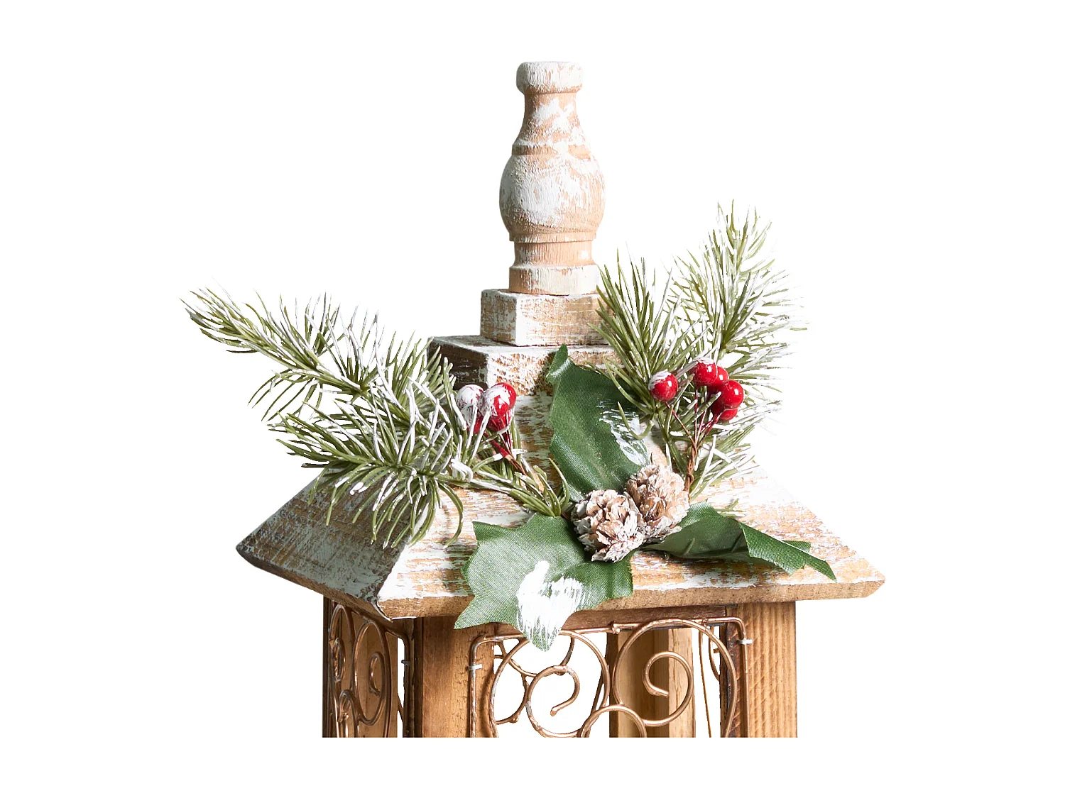 Lanterne LED SAIMA Motif de Noël 40 cm Marron foncé