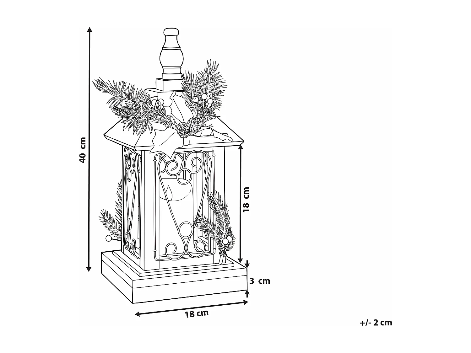 Lanterne LED SAIMA Motif de Noël 40 cm Marron foncé