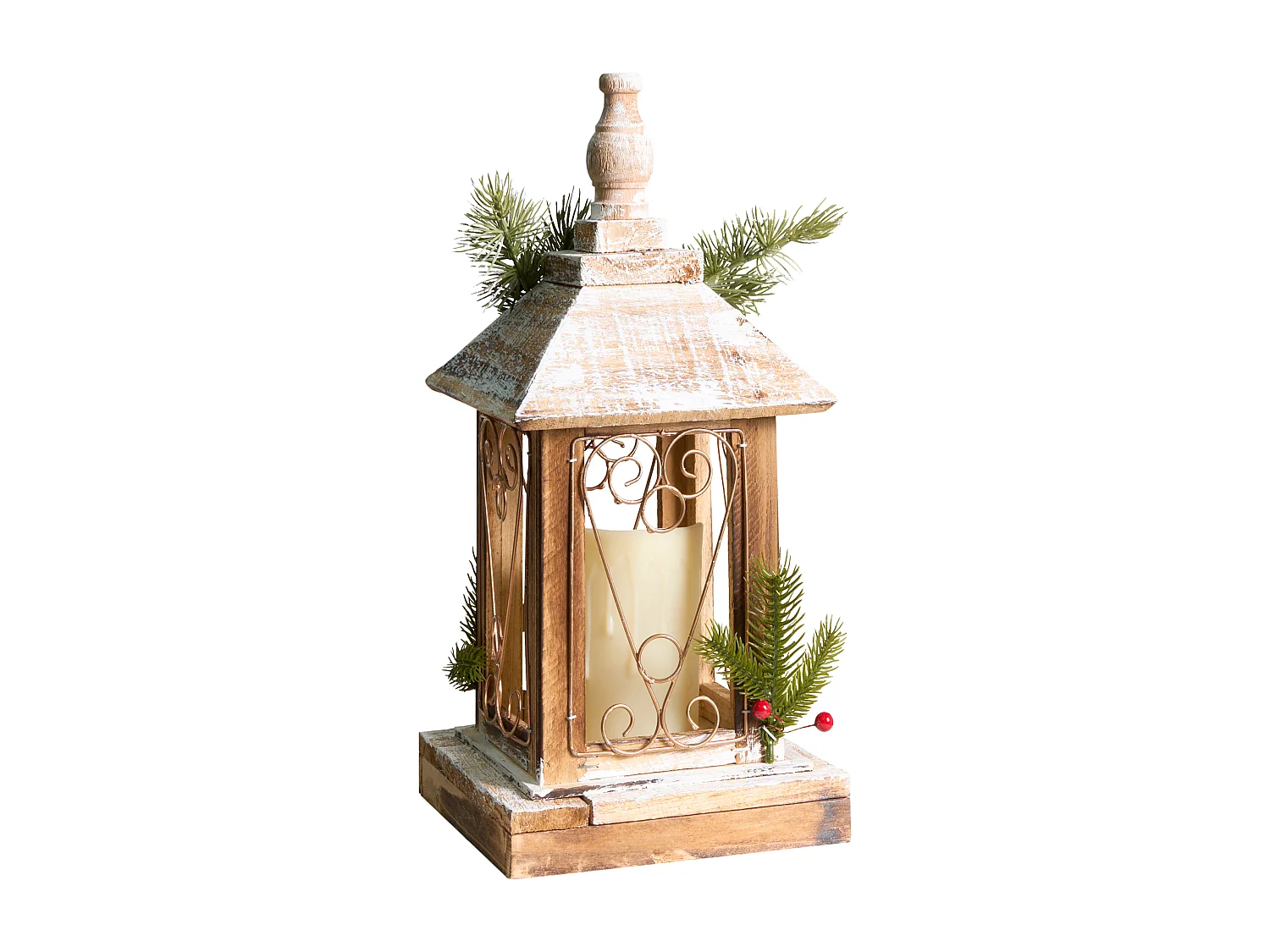 Lanterne LED SAIMA Motif de Noël 40 cm Marron foncé