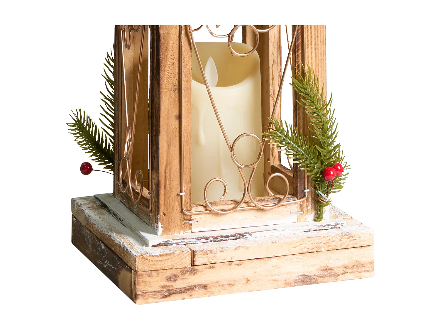 Lanterne LED SAIMA Motif de Noël 40 cm Marron foncé