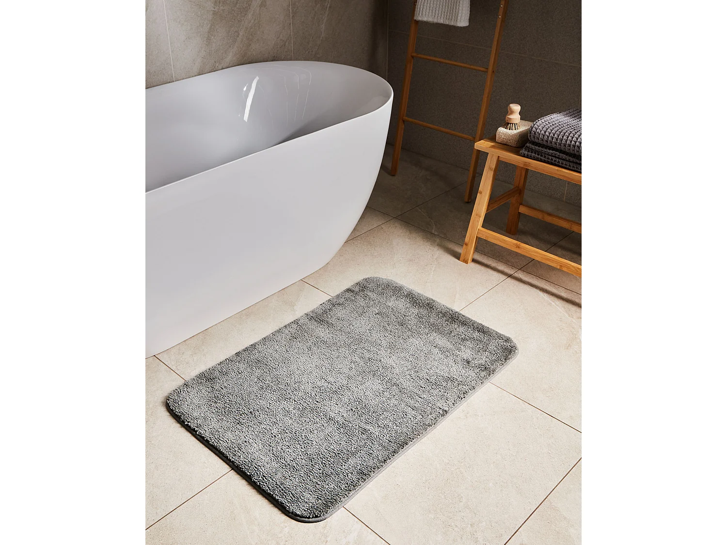 Tapis de bain URLANA Gris 60 x 90 cm Microfibre