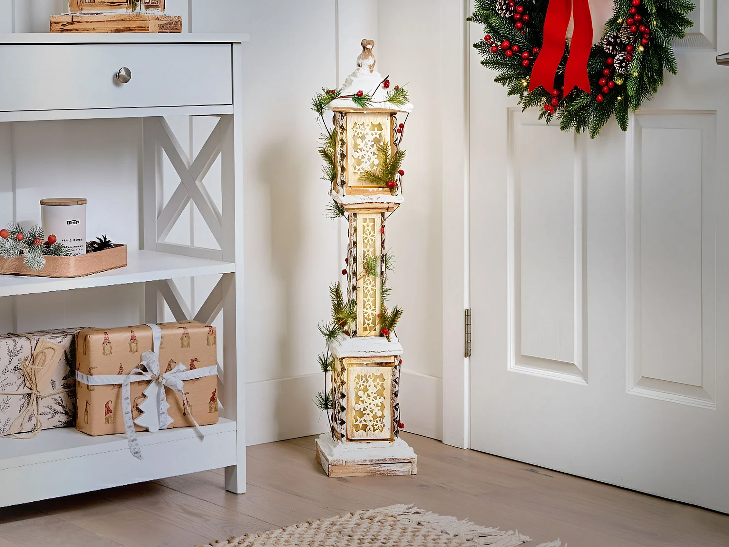 Décoration de Noël LED LENTIRA Lampadaires 80 cm Marron clair