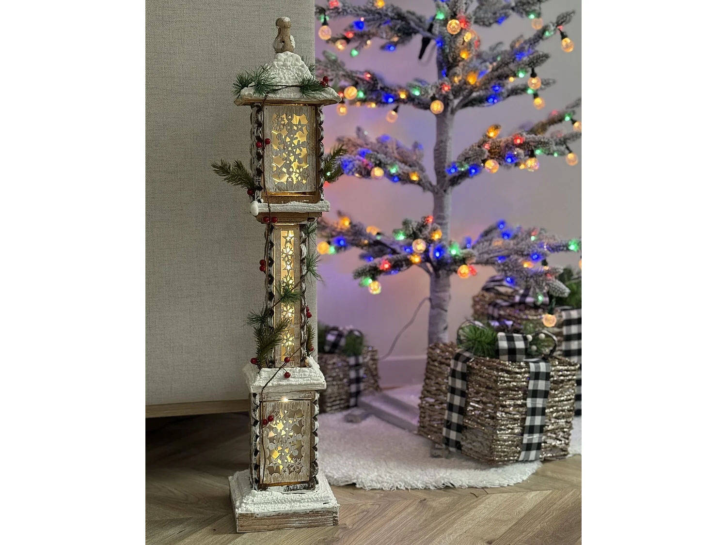 Décoration de Noël LED LENTIRA 80 cm Lampadaires Marron clair