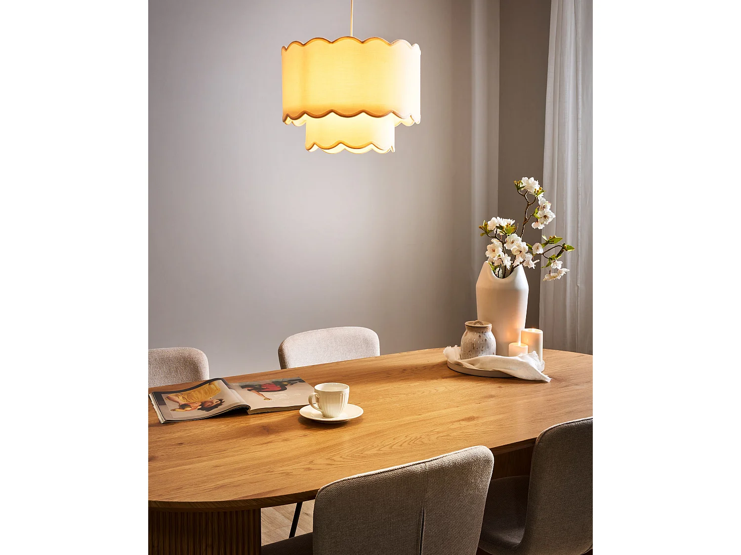 Lampe suspension MECUMBURA Métal Blanc/beige