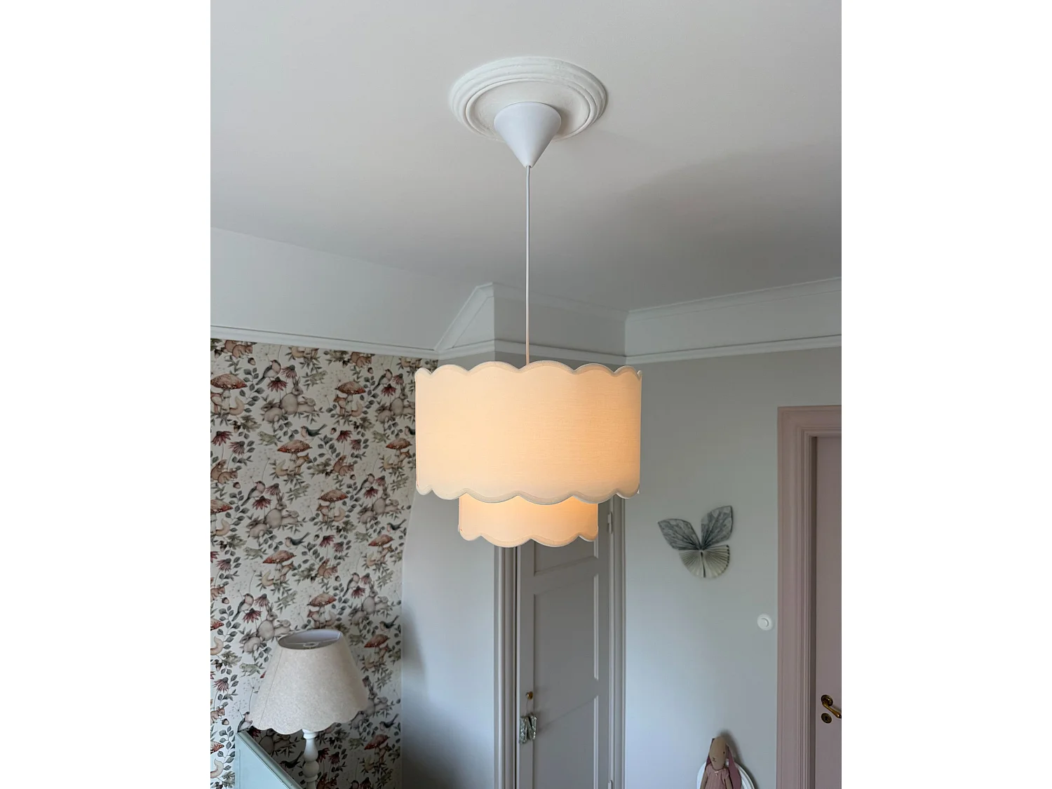 Lampe suspension MECUMBURA Métal Blanc/beige