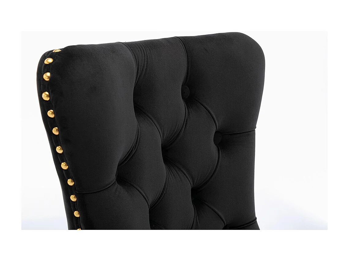 Ensemble de chaises de salle à manger en velours, design contemporain haut de gamme capitonné, bois massif,Noir et Or