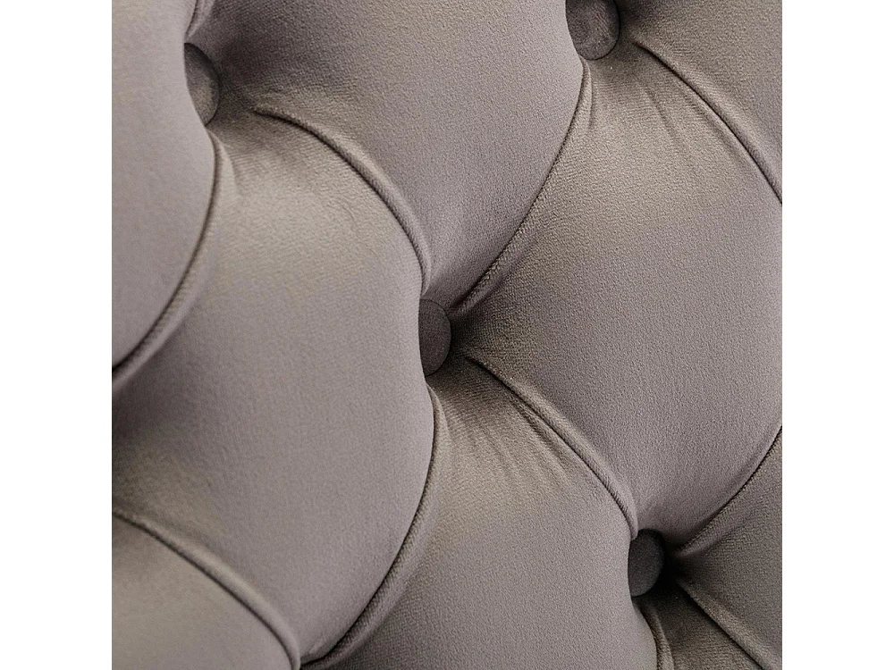 Chaise à manger rembourrée en 2 pièces avec jambes en acier inoxydable chromé, garniture à tête d'ongle, tapisserie en velours,coloris gris et or