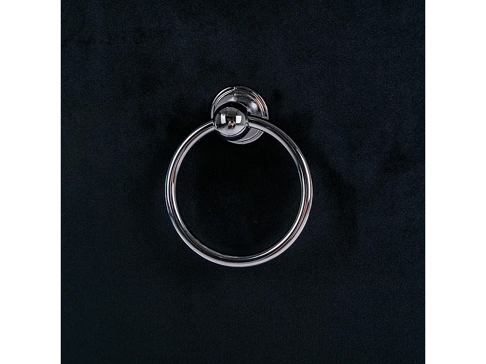 Ensemble de deux chaises de salle à manger en velours, avec pieds en acier inoxydable chromé et garniture à clous, noir.