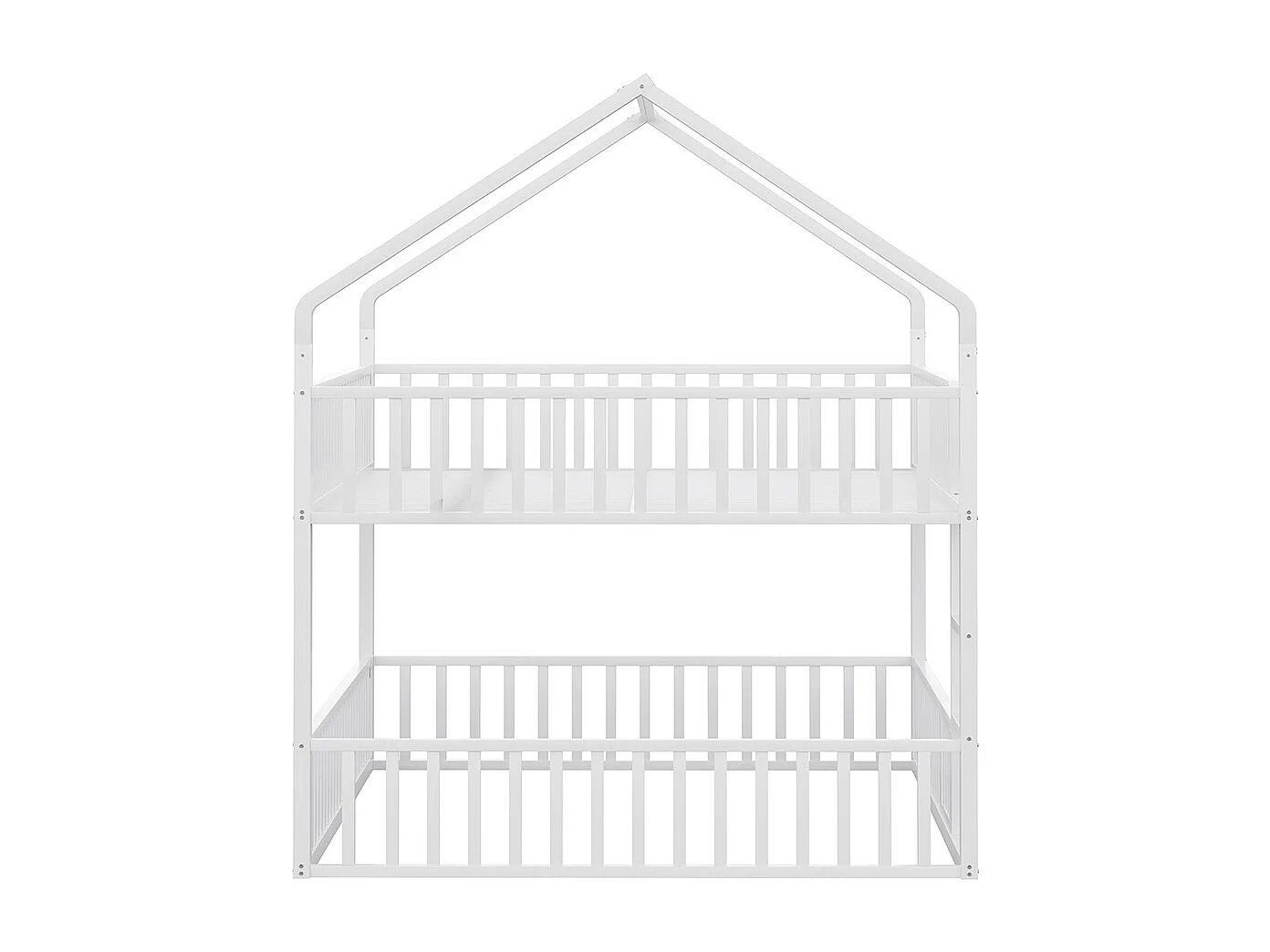 Lit superposé pour enfants, 140 x 200 cm, structure métallique avec échelle, conception loft avec porte d'accès à charnières, blanc