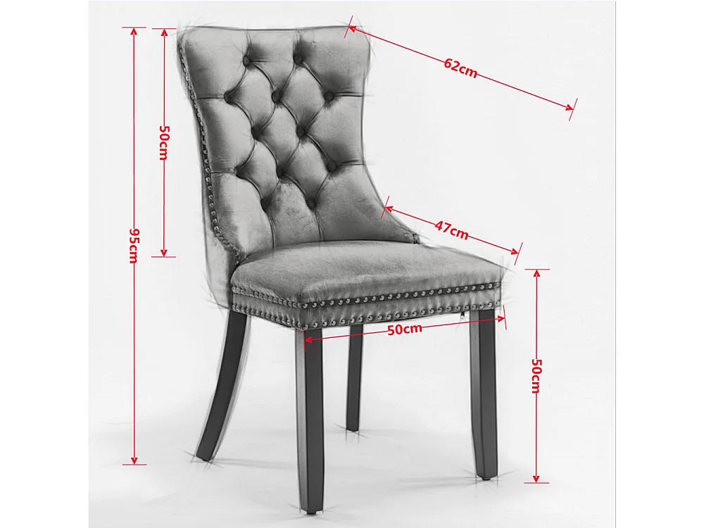 Ensemble de chaises de salle à manger, avec pieds en bois et garniture à clous, revêtement en velours, structure en bois massif,Orange