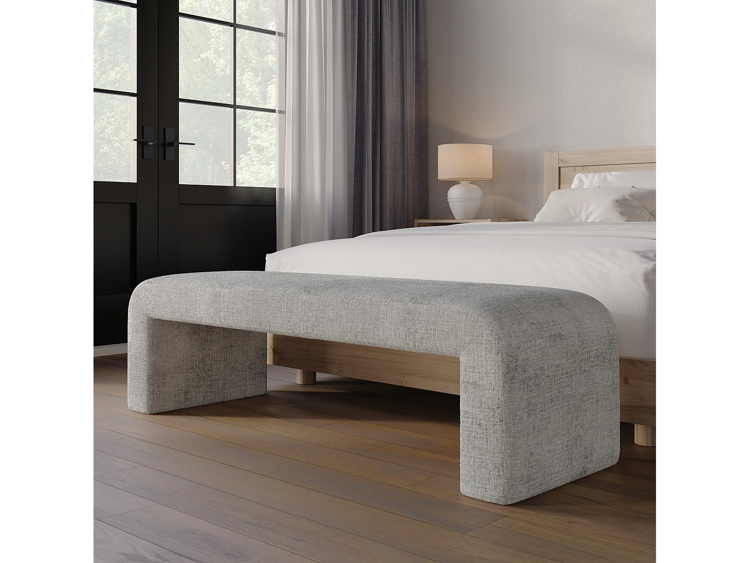 Banc gris argent Leith LET70G 119,5x48x45,5 cm