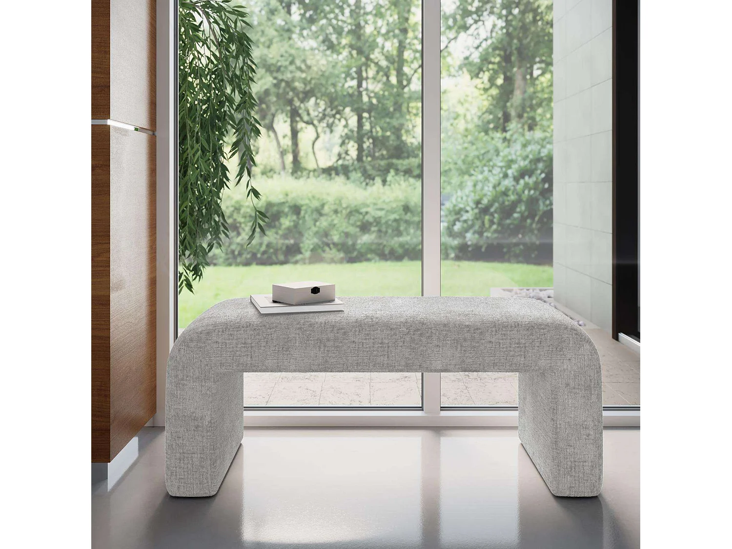 Banco cinza prateado Leith LET70G 119,5x48x45,5 cm
